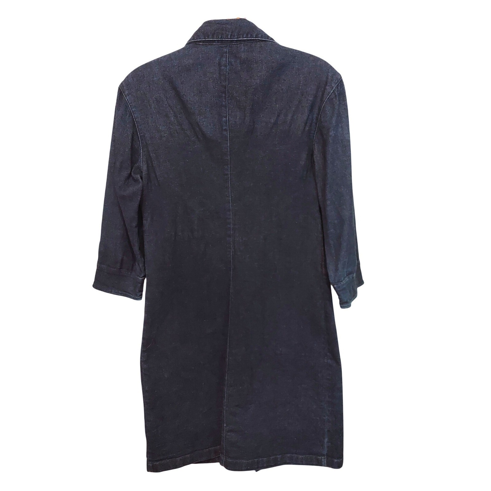 Gap Womens Dark Wash Classic Denim Shirt Dress Blue 3/4 Sleeve Cotton Blend 6
