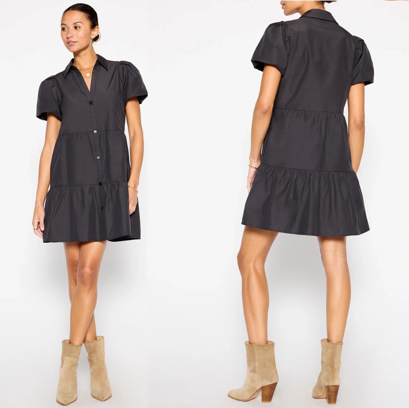 NWT Brochu Walker $298 Havana Mini Dress in Washed Black; M