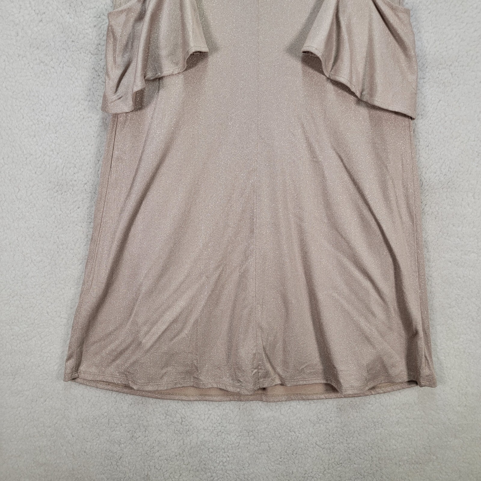 One Love Clothing Womens Dress Size S Beige Glitter Stretch Flowy Ruffled A Line