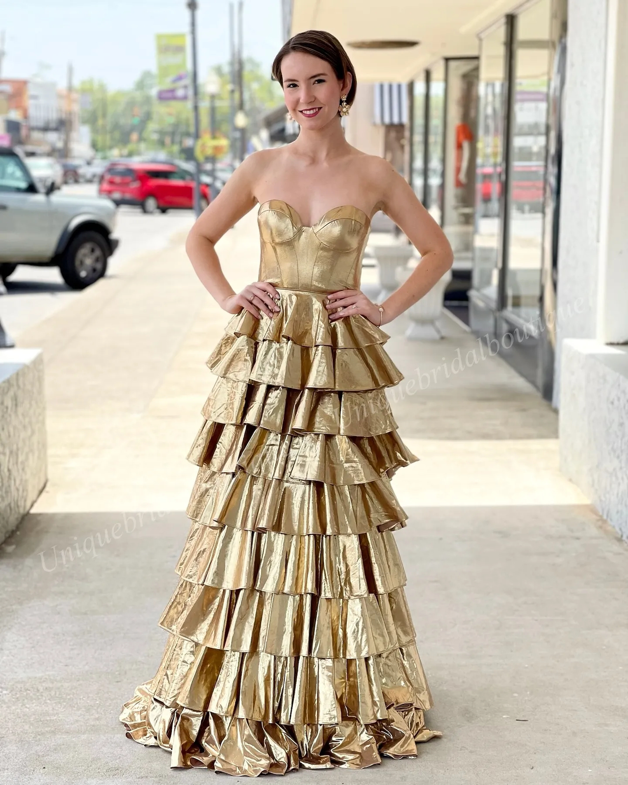 Prom Queen Dress Ruffle Metallic Corset Long Pageant Evening Cocktail Party Gown
