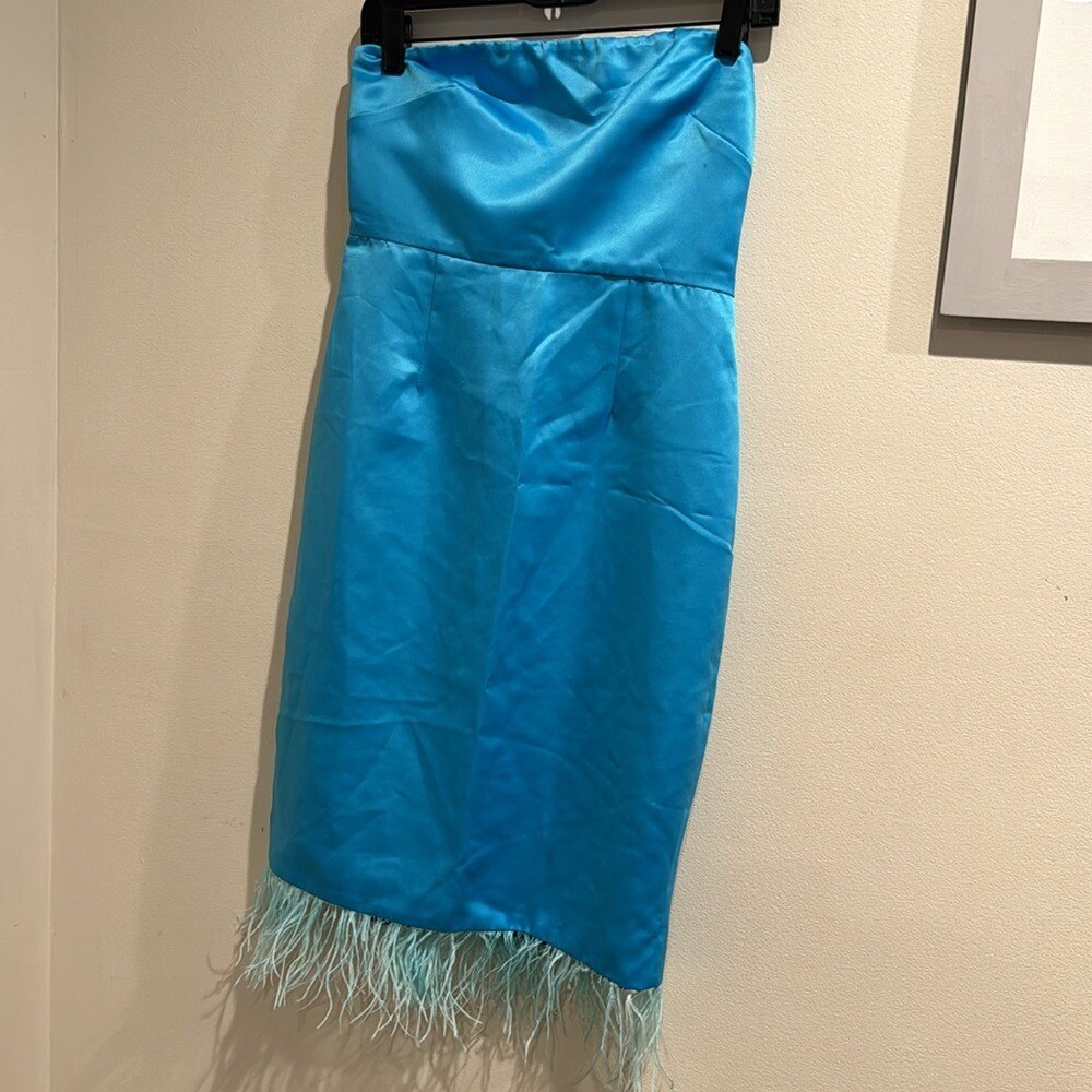 Anthropologie Camilyn Beth Sheila Mini Dress blue fur size 4