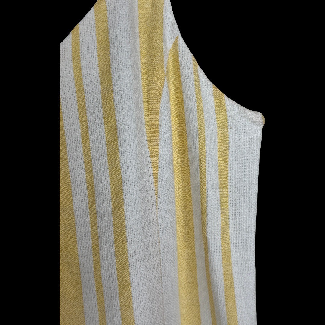 Cato Yellow White Striped Pinafore Shift Dress Womens Medium Cotton Blend