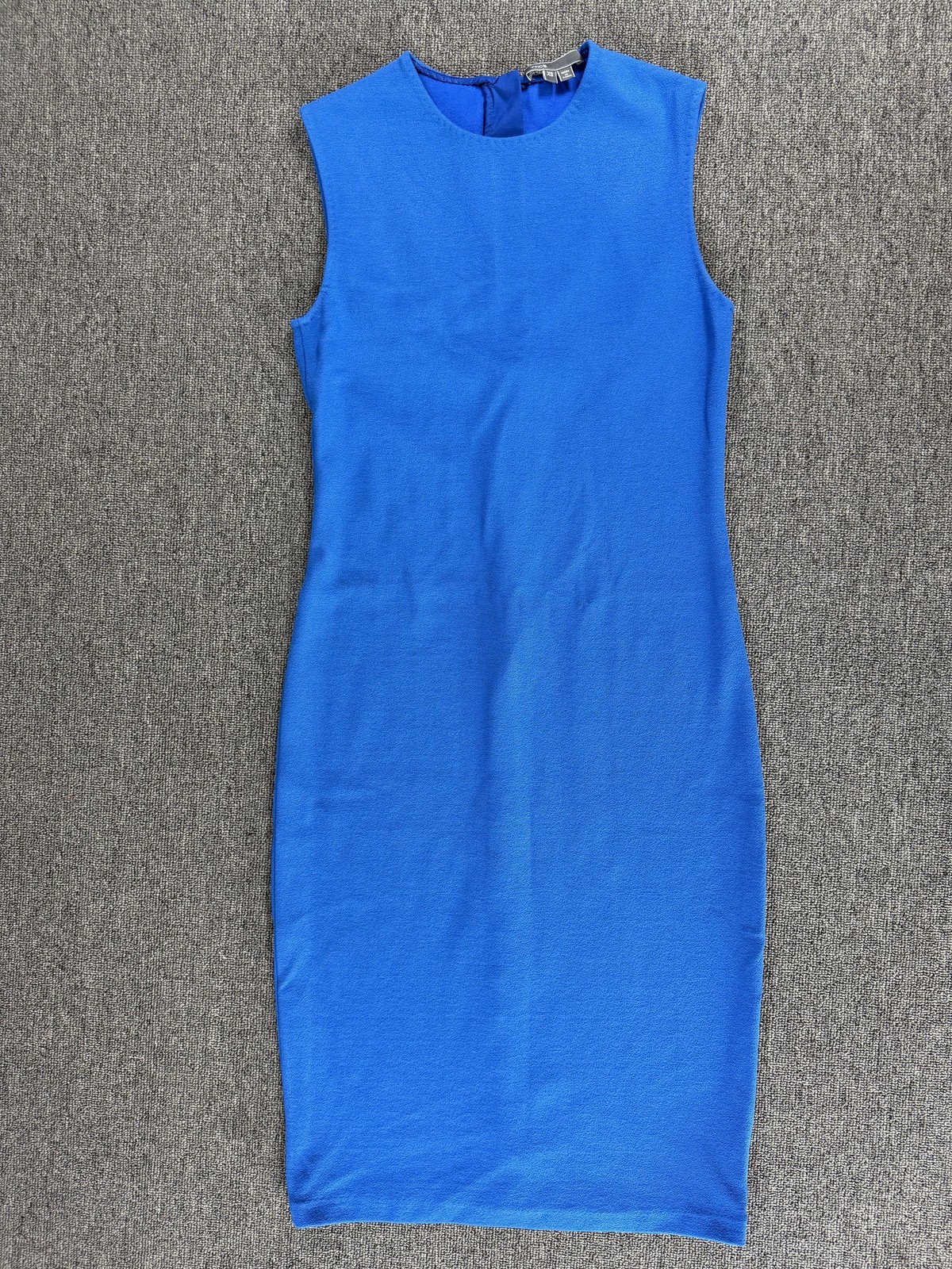 Vince Dress Womens XS Blue Sleeveless Sheath Crepe Midi Work Cocktail