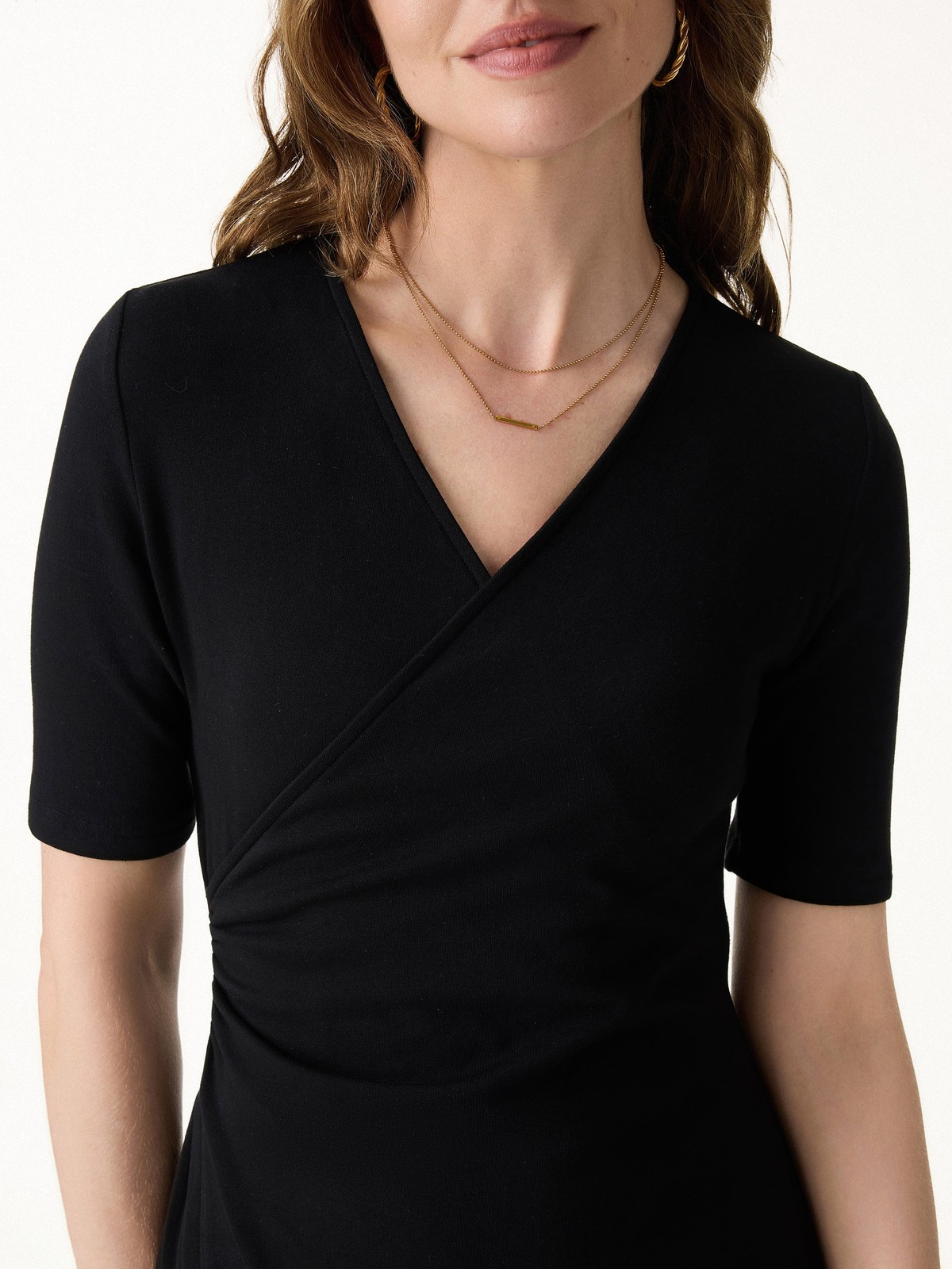 OGL Surplice Ruched Fit Flare Mini Dress Elegant Party Style