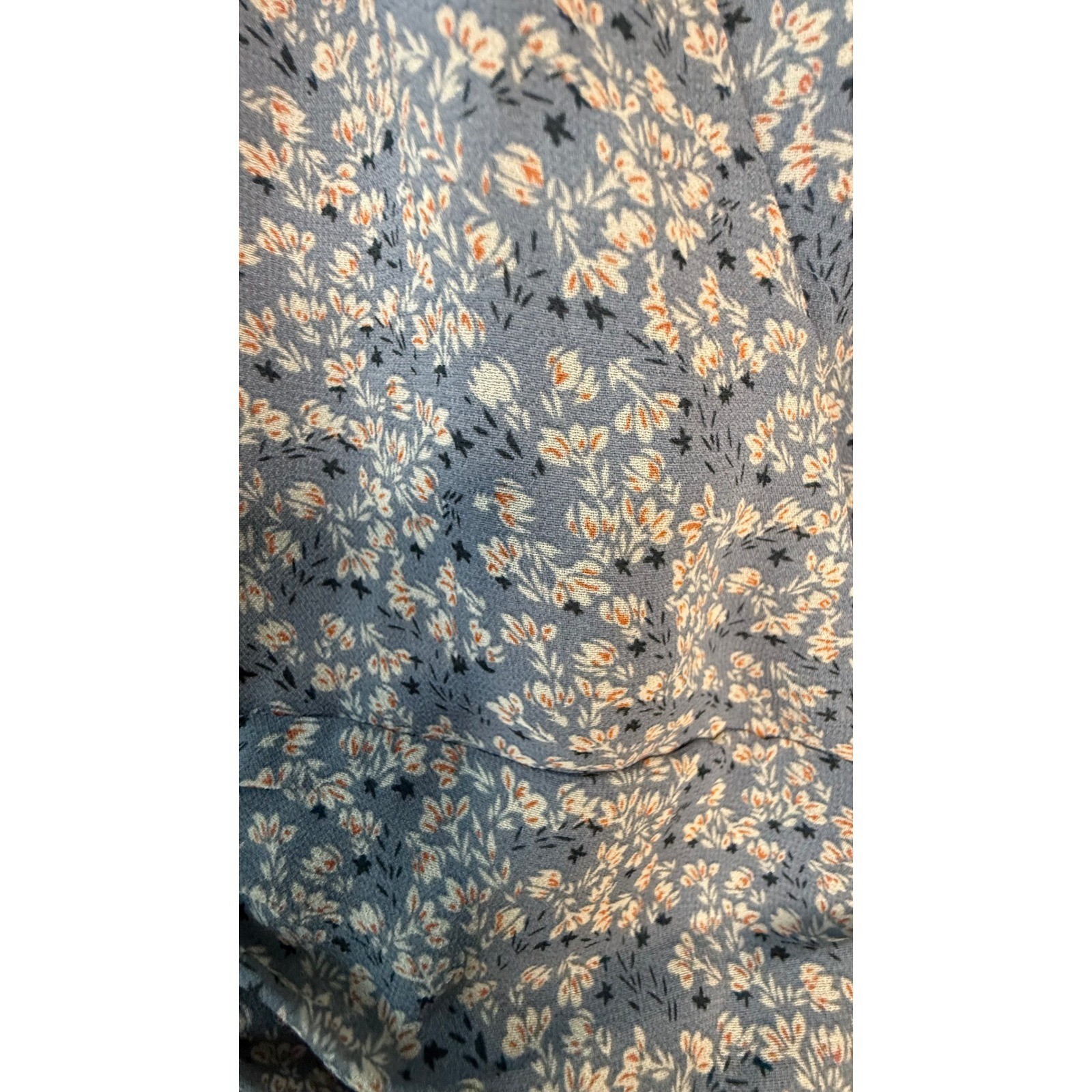 NWT ASTR The Label Blue Floral Ruched Mini Dress Long Sleeve Ruffle Skirt