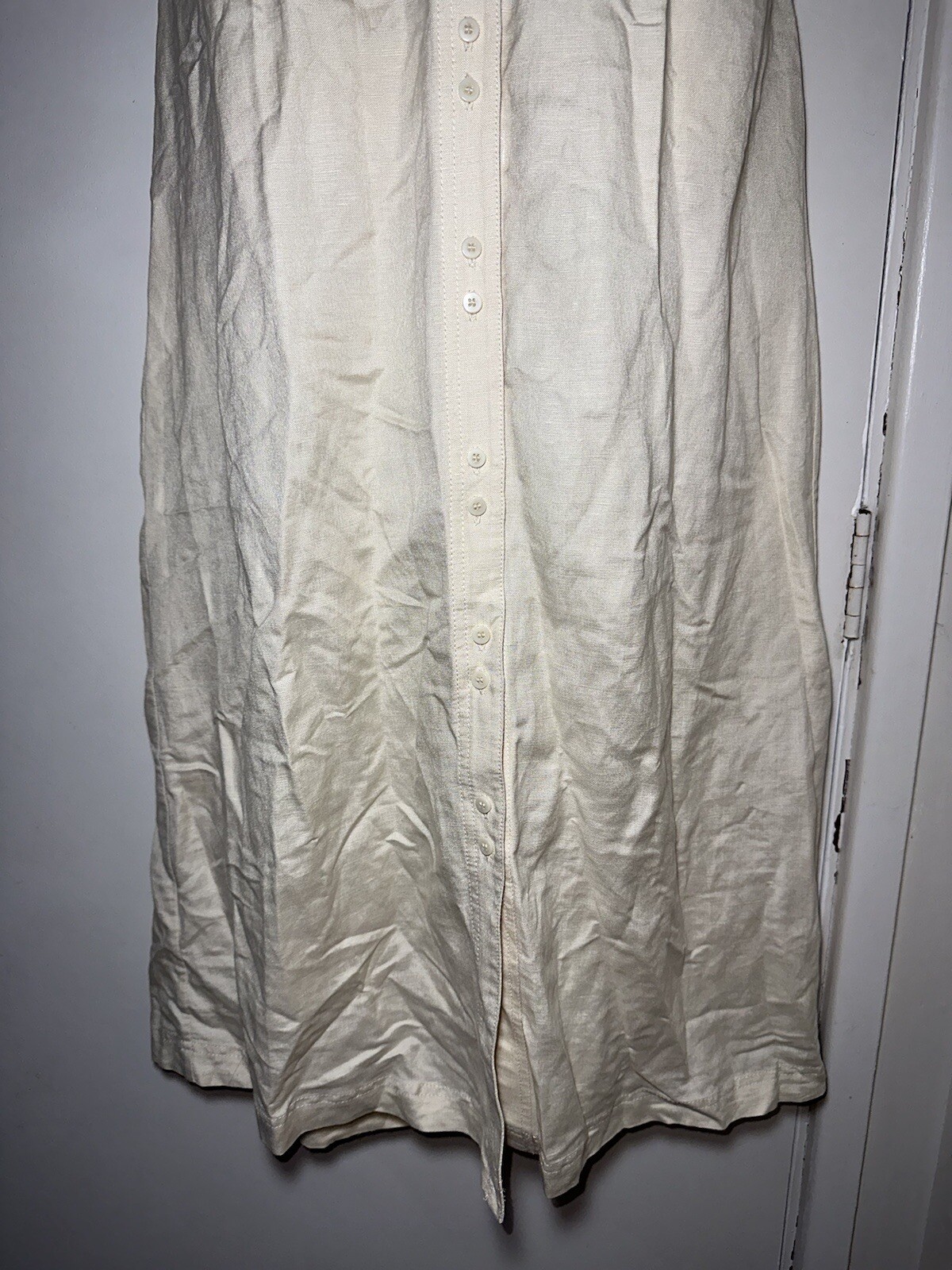 & OTHER STORIES PARIS ATELIER Nude Linen Blend Midi Shirt Dress US 6 (10) #34945