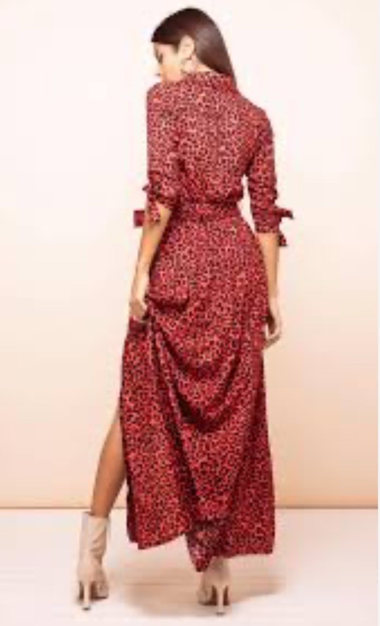 Dove Dancing Leopard Red/Black Animal Print Long Shirt Dress Size 10 RRP £40