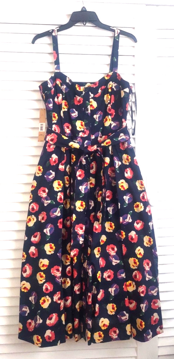 RACHEL Rachel Roy Floral Print Summer Belted Midi Sundress sz.12 New