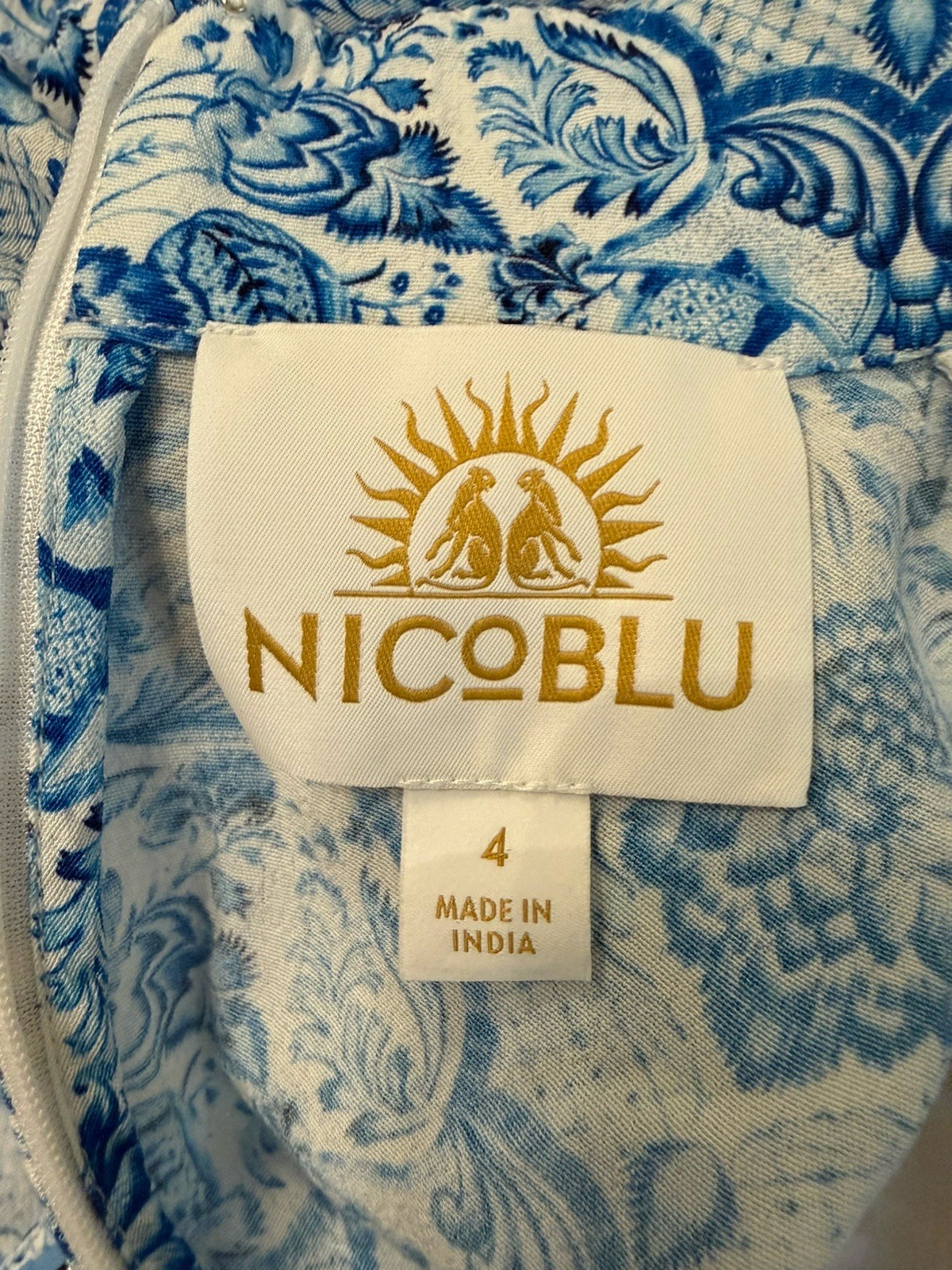 Nicoblu Shalimar Long Tunic Dress size 4 maxi Sapphire Jewel Embellishment