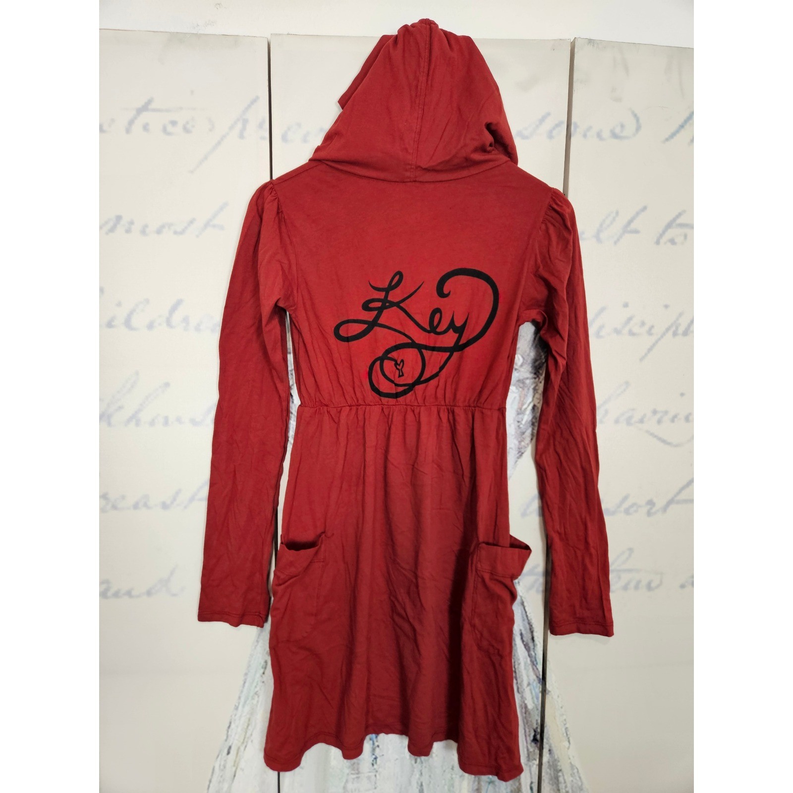 Key Closet Red Graphic Hooded Mini Dress Long Sleeve Medusa Motorcycle L