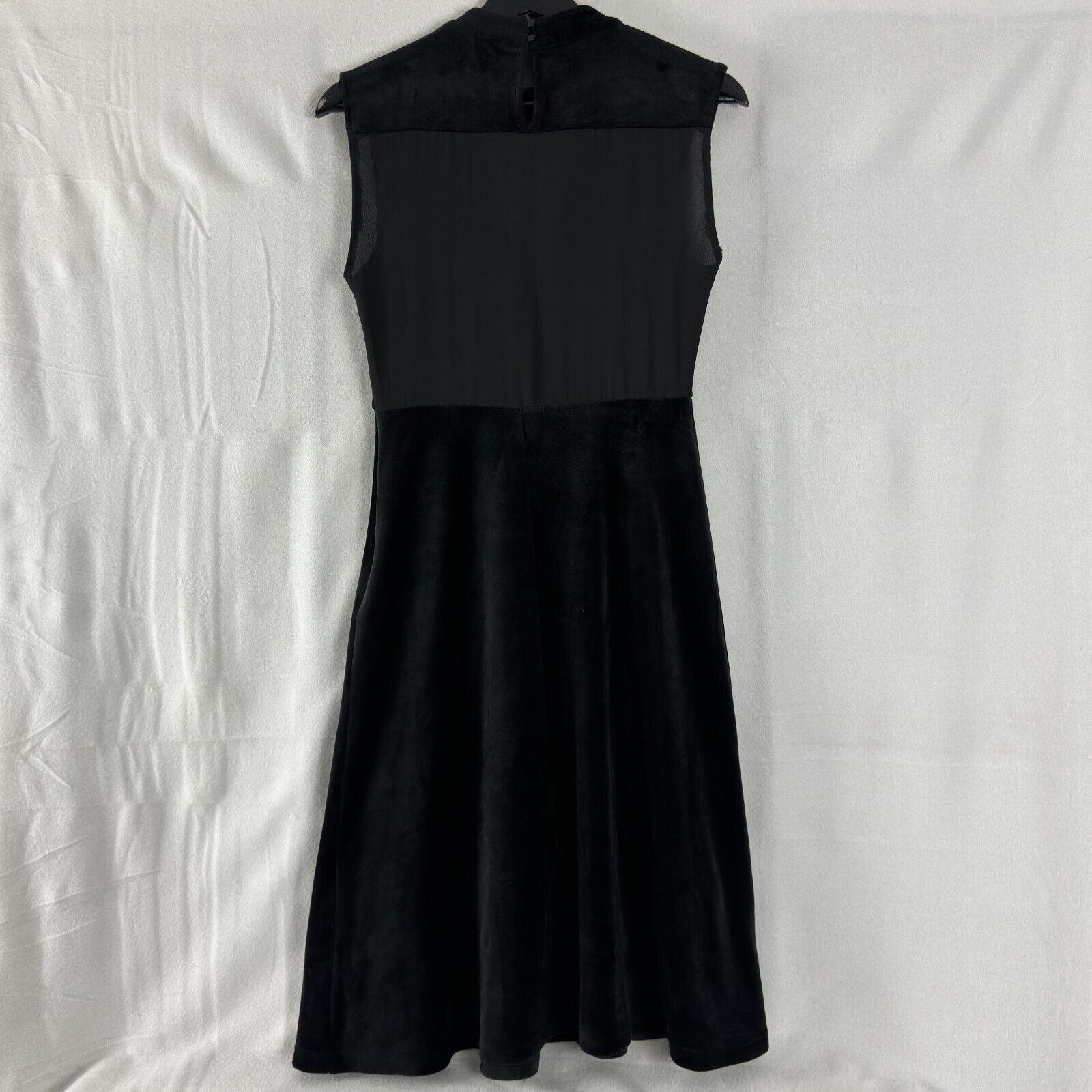 Jack: BB Dakota Sz 2 (S) Black Velvet Sleeveless V-Neck Midi Dress Slits & Mesh