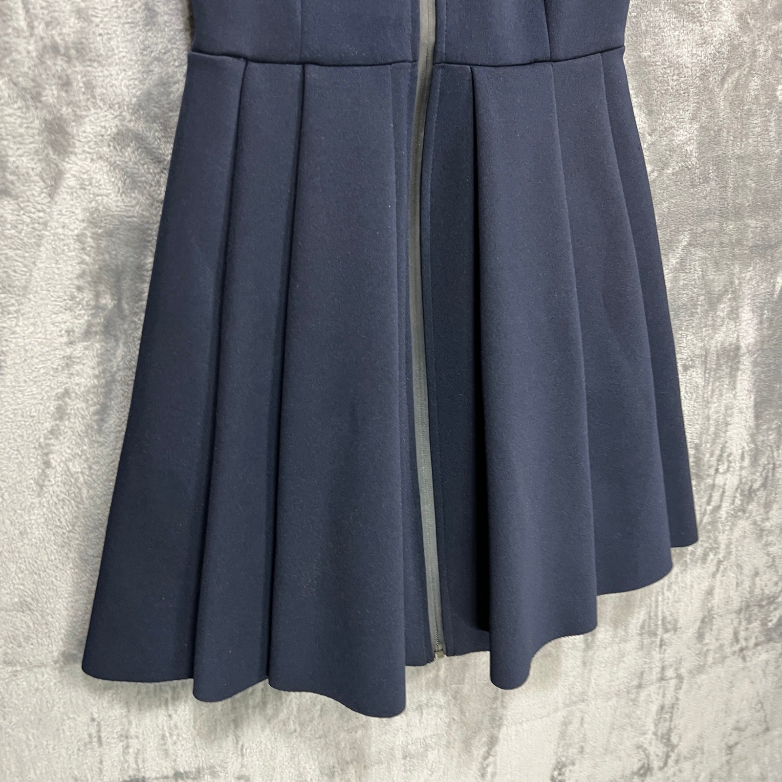 T by Alexander Wang Navy Scuba Front Zip Pleated Mini Dress Pockets sz XS Sporty