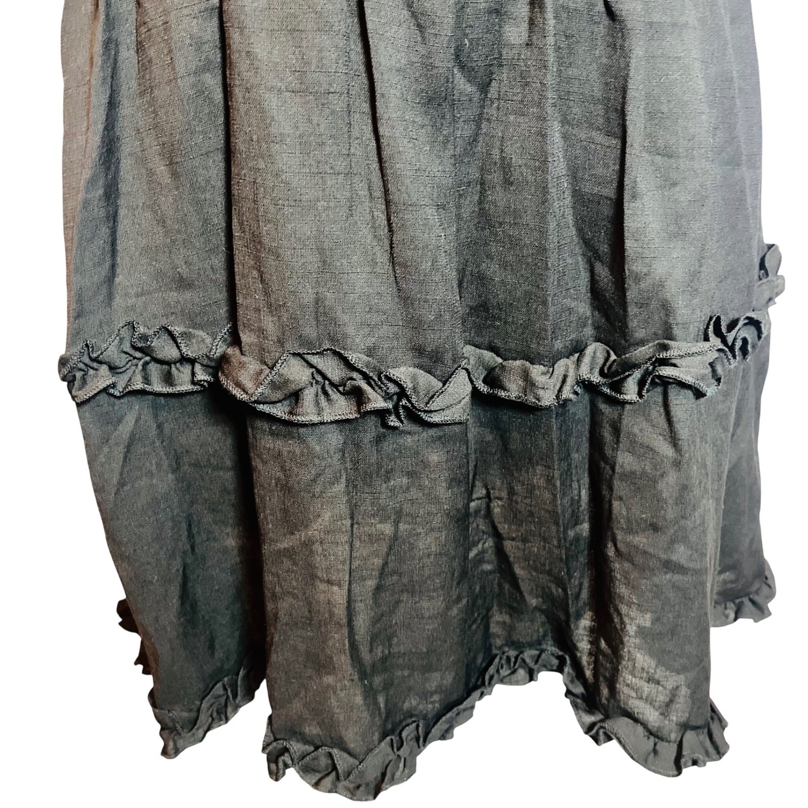 Trixxi Francesca’s Black Ruffle Mini Dress V-Neck Puff Sleeve L NEW Rodeo