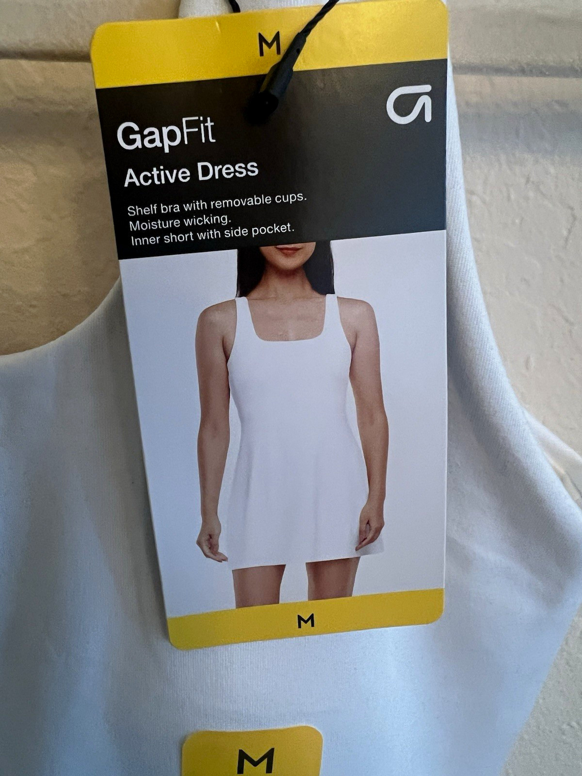 GapFit Women’s White Active Tank Dress M Moisture Wicking Pockets Square Neck