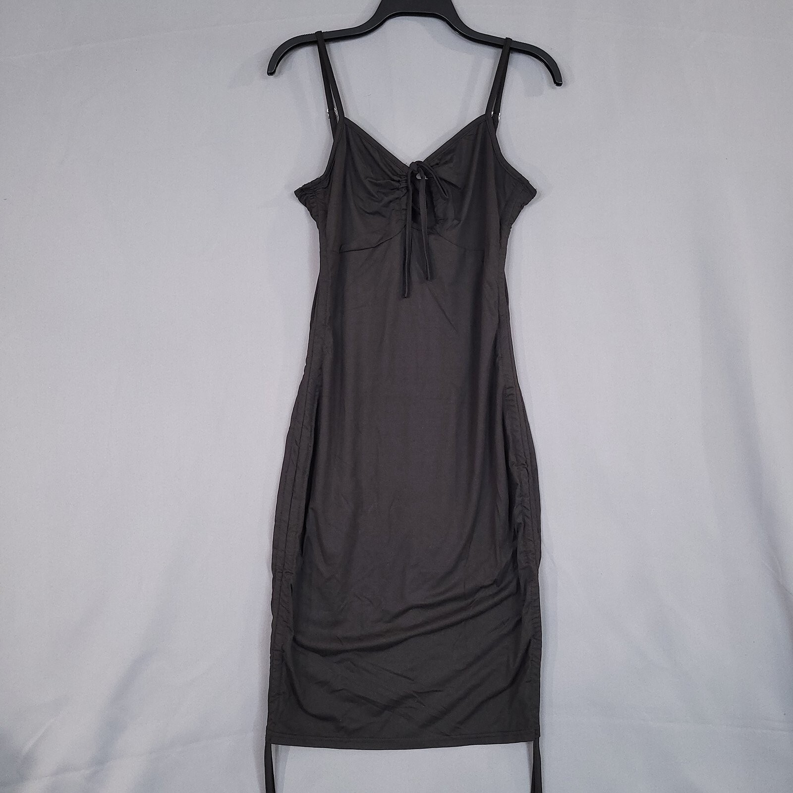 Women’s Pullover Dress Sleeveless Drawstring Sides Adjustable Black Size L