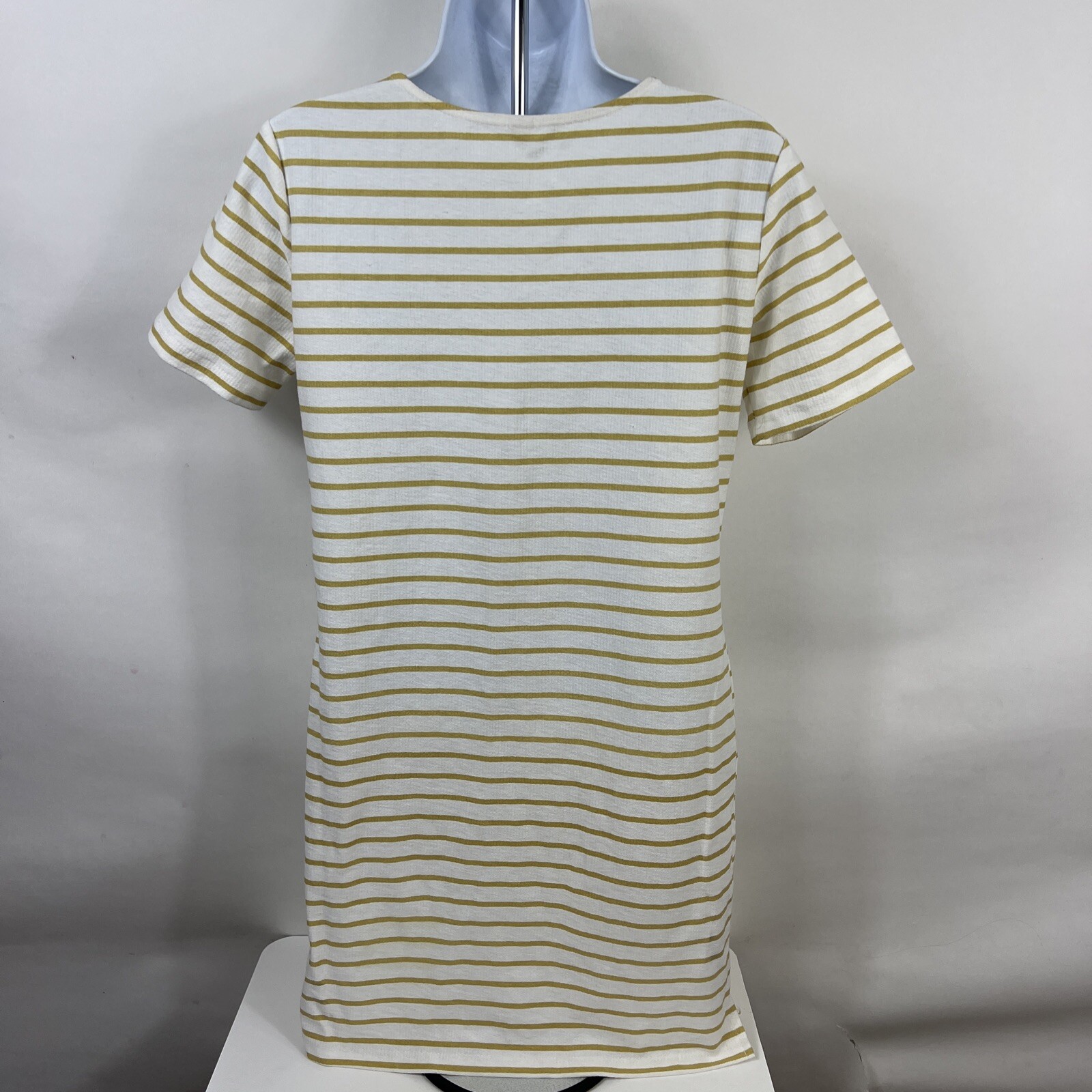 Wishlist Dress Womens Small Short Sleeve 100% Cotton Striped Pockets Knee Length