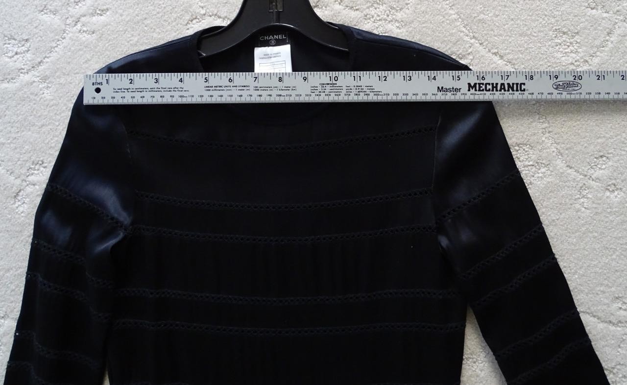 Chanel Black 03A Long Sleeve Mini Mohair Nylon Rayon Wool Dress SZ 40