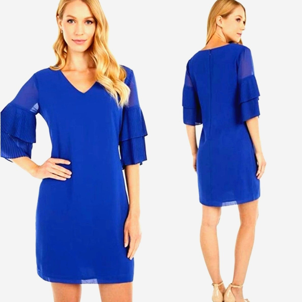 *SALE* NWT Sam Edelman size 6 Pleated Sleeve Shift Cocktail Dress Cobalt Blue