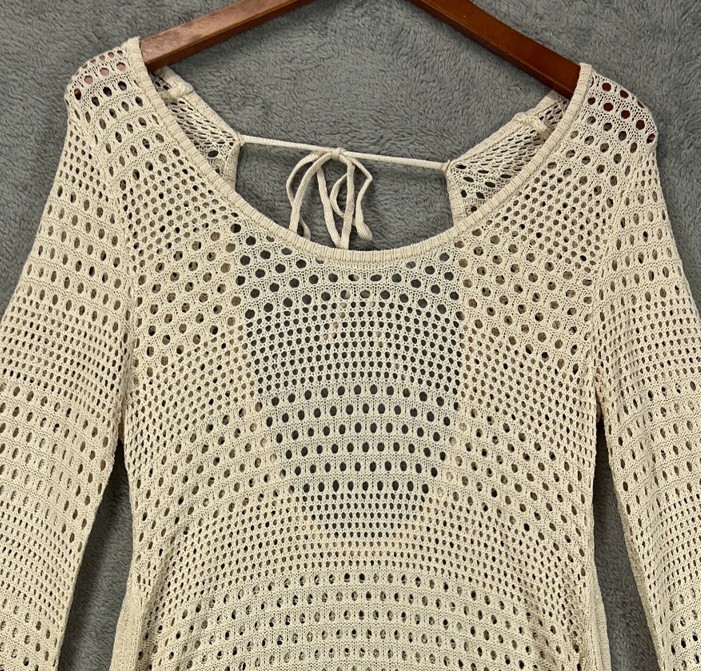 NWT Blooming Jelly Womens Size XL Beige Boho Crochet Dress Swim Cover Up Dress