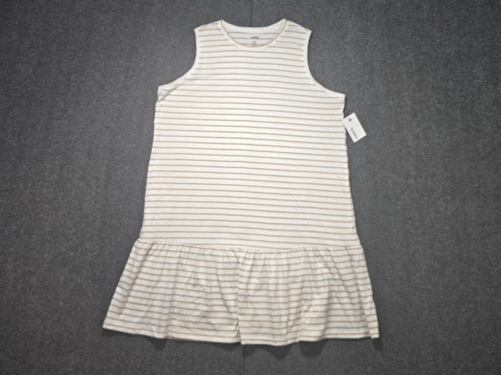 Sonoma Knit Tank Dress Women’s Size XXL White Tan Striped Sleeveless New w/Tags