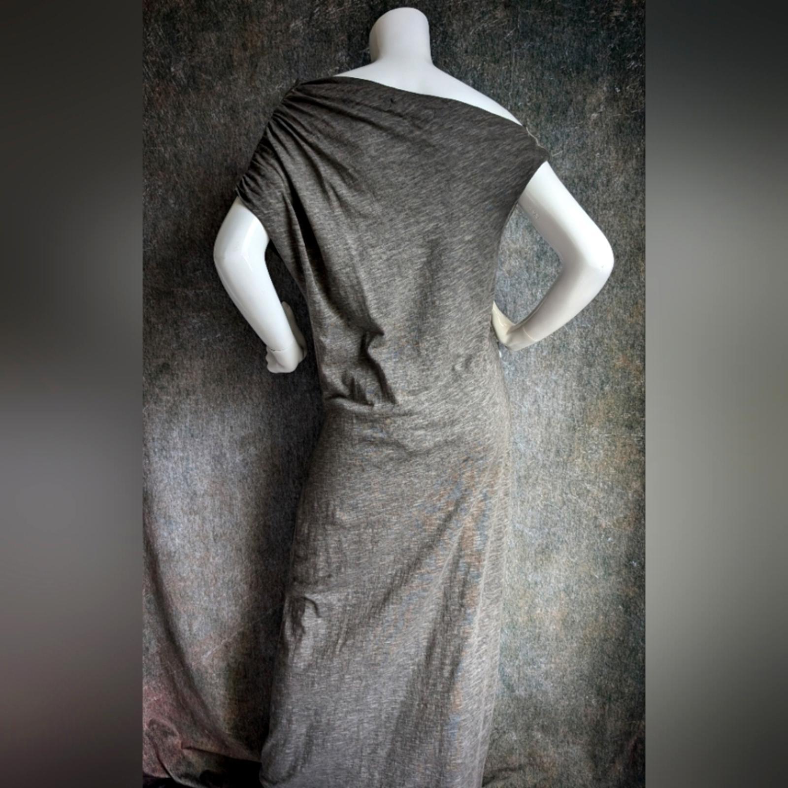 Nostrasantissima Avant garde Draped Off Shoulder Maxi Ruched Dress
