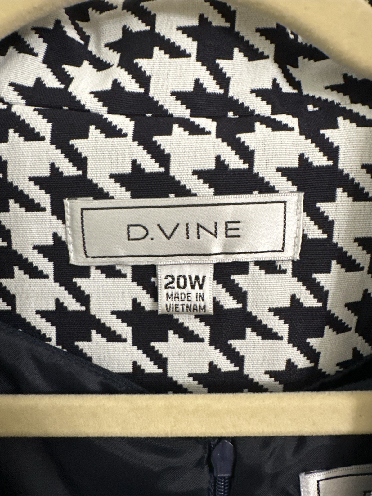 D.VINE Navy White Houndstooth 2 Piece Jacket & Sheath Dress Set SZ 20W NWT