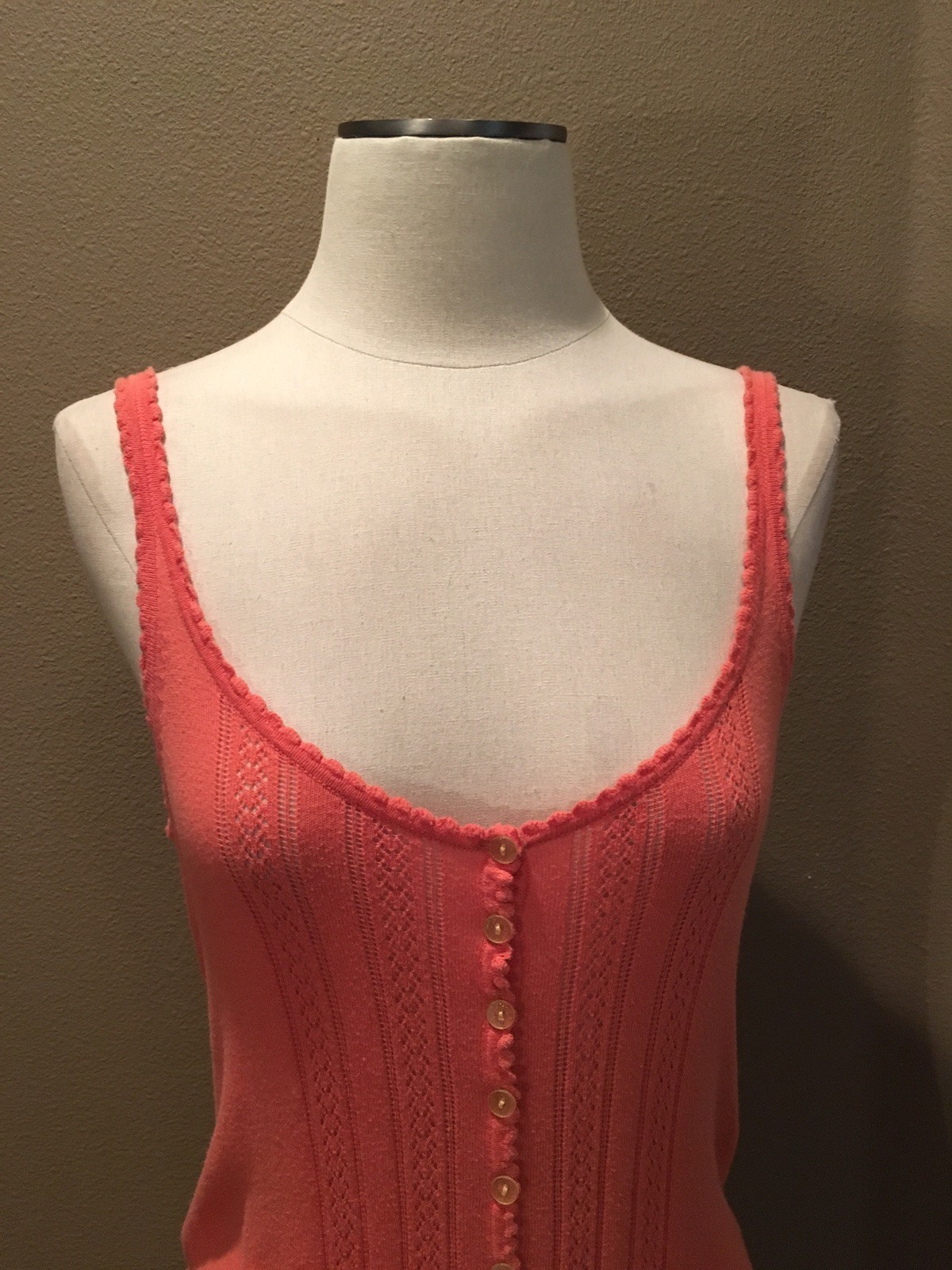 Anthropologie Moth S Sleeveless Orange Scoopneck Fine Knit Dress W Draw Waist