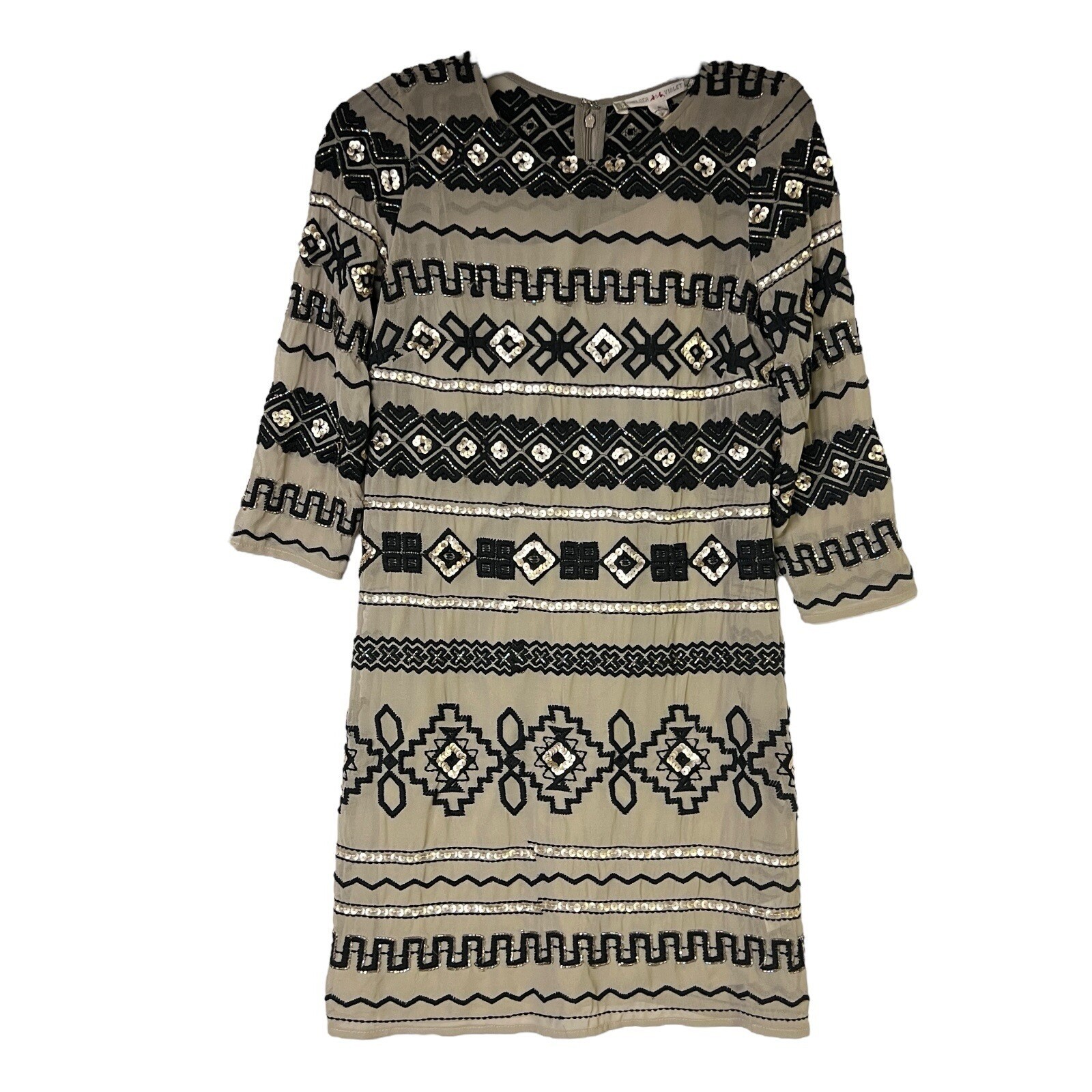 Chelsea & Violet Dress Small Beaded Sequin Embroidered Ethnic Bohemian Boho New
