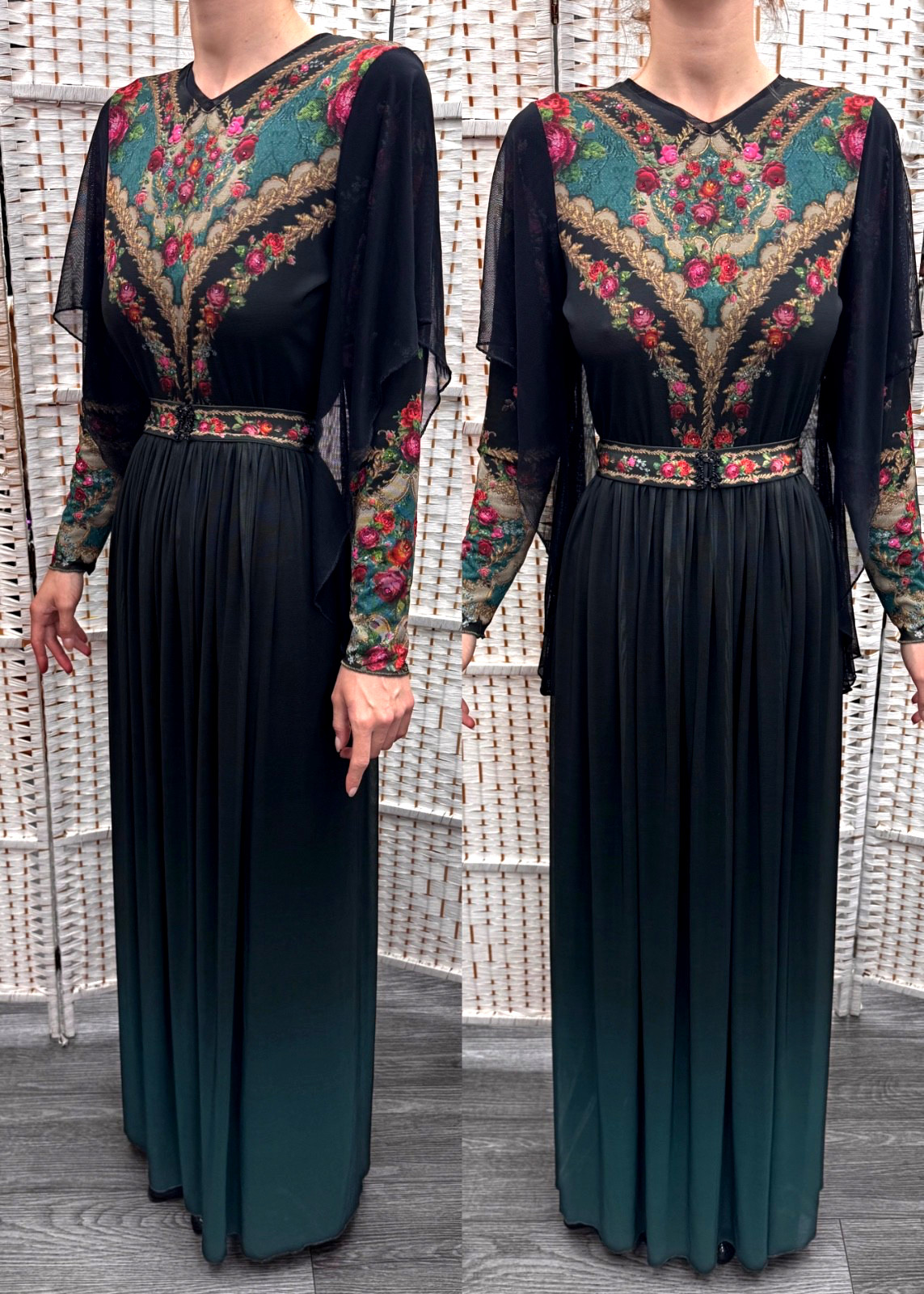 Negrin Elegant Full length Floral dress Size – S – NWT.