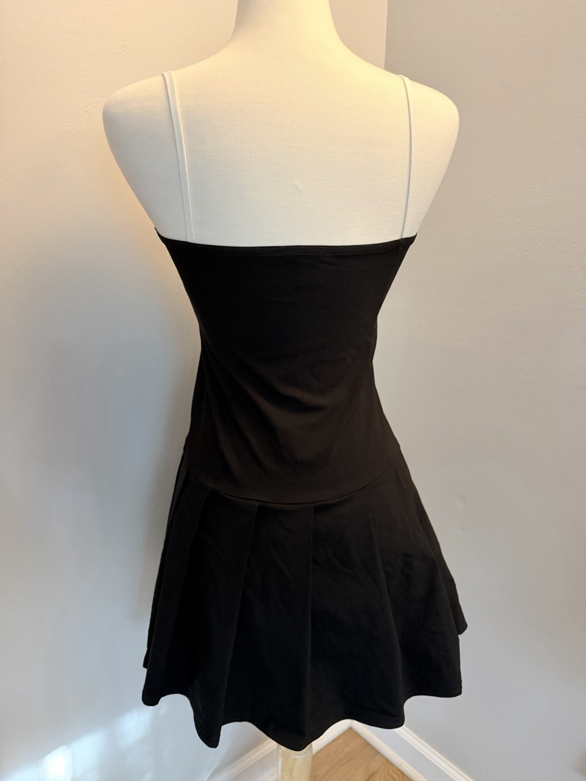 Bengaline Sweetheart Strappy Skater Mini Dress Black/White Women’s 10