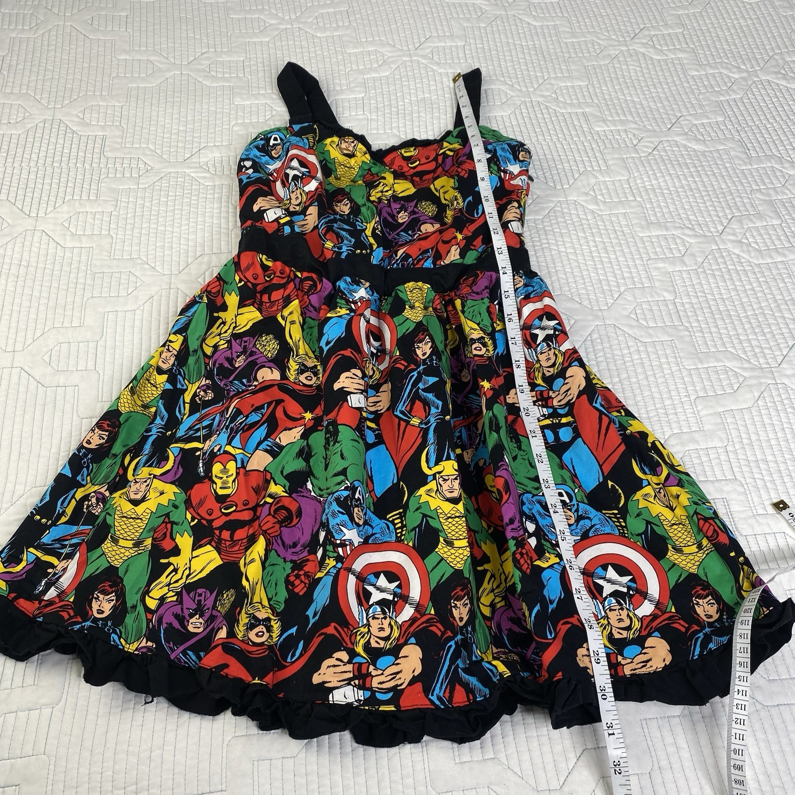 Mighty Fine Marvel Comics Print Skater Mini Dress S Sweetheart Neck Sleeveless