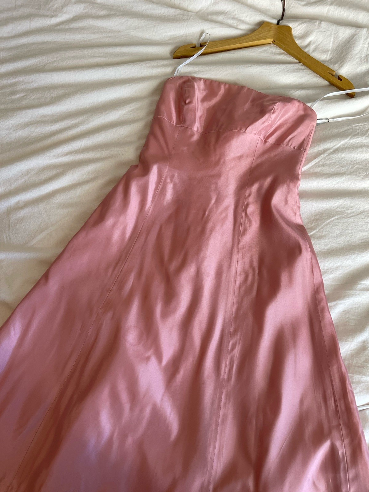 Vera Wang Dress Womens 6 Pink Strapless Taffeta Fit Flare Kick Pleat Formal FLAW