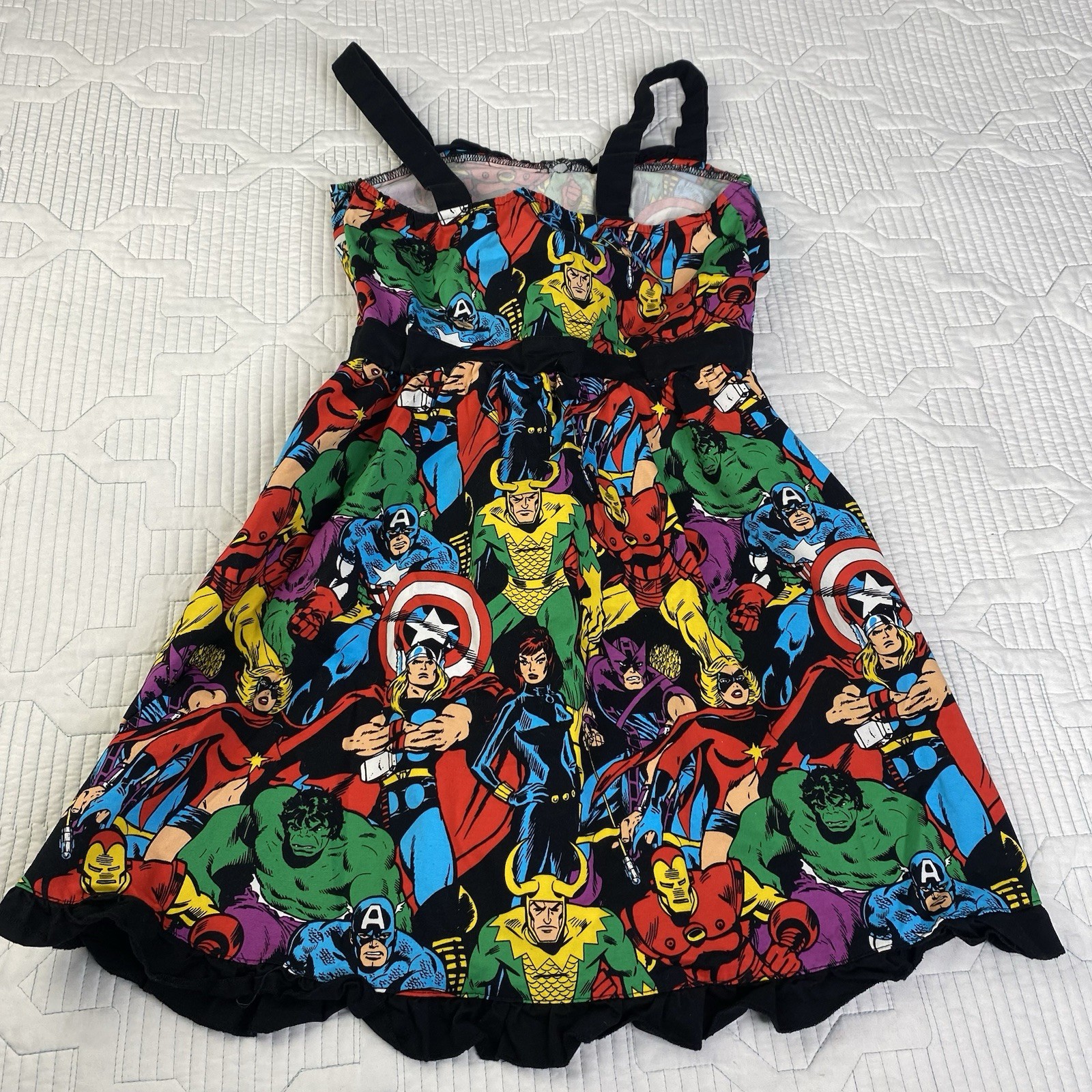 Mighty Fine Marvel Comics Print Skater Mini Dress S Sweetheart Neck Sleeveless