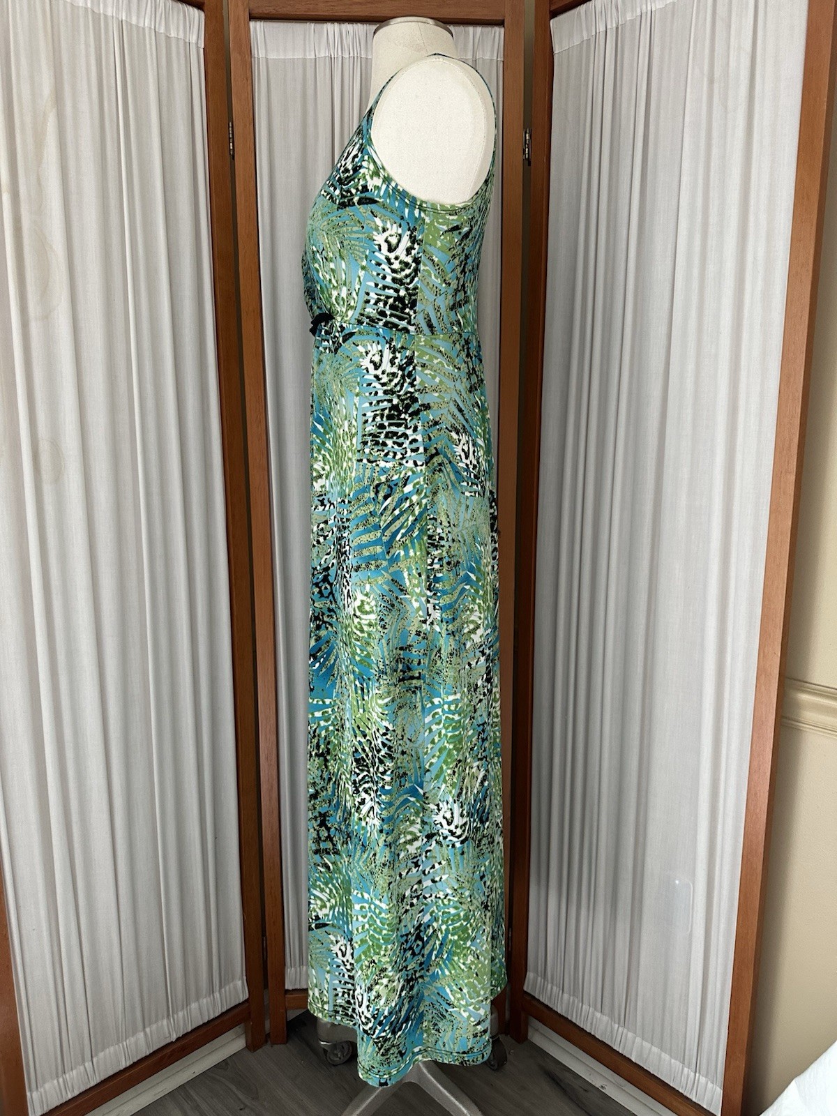 Elementz Sleeveless Stretchy Maxi Dress Feminine Classic Size S Tropical Beach