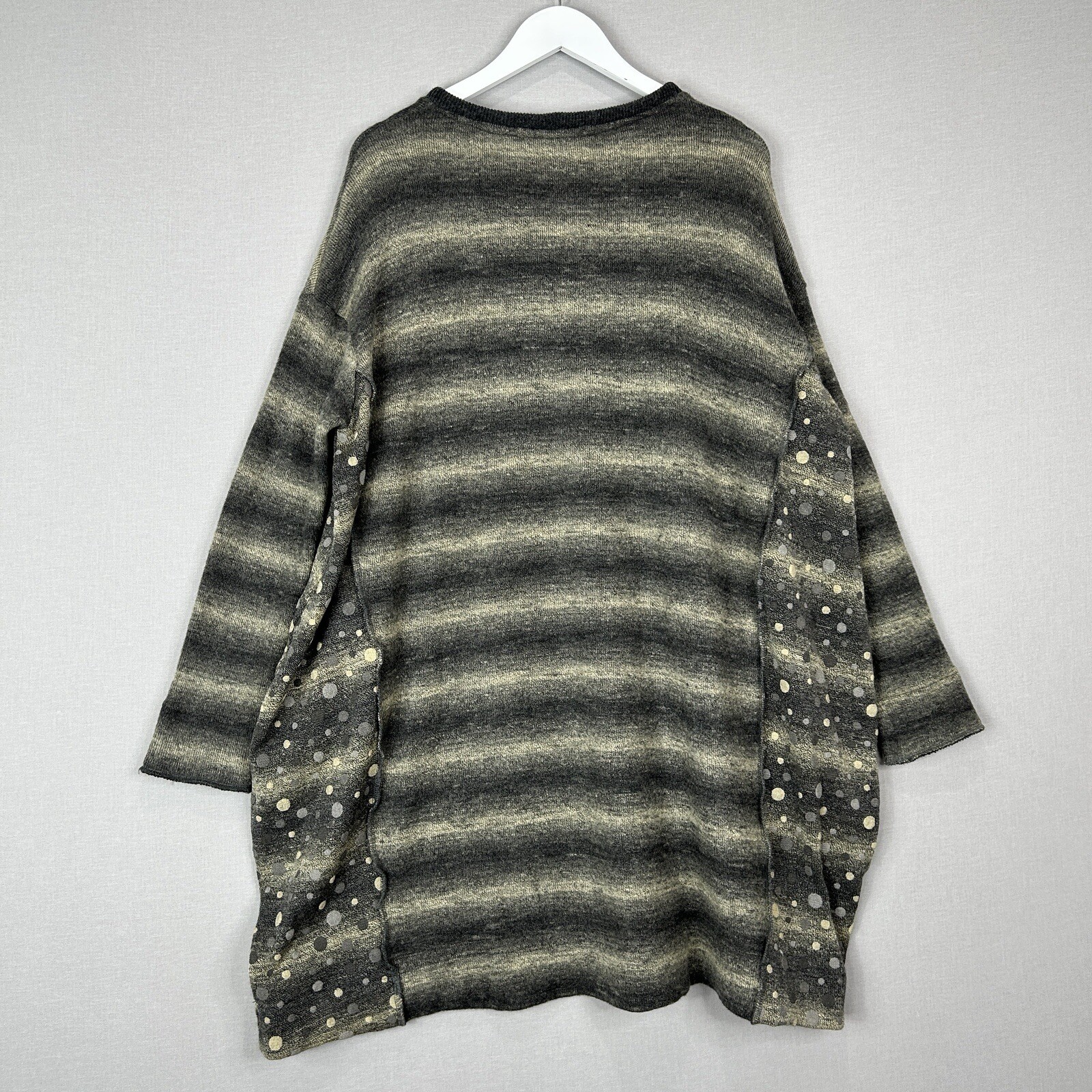 Gershon Bram Sweater Dress Womens Small Gray Striped Lagenlook Artsy Oversized