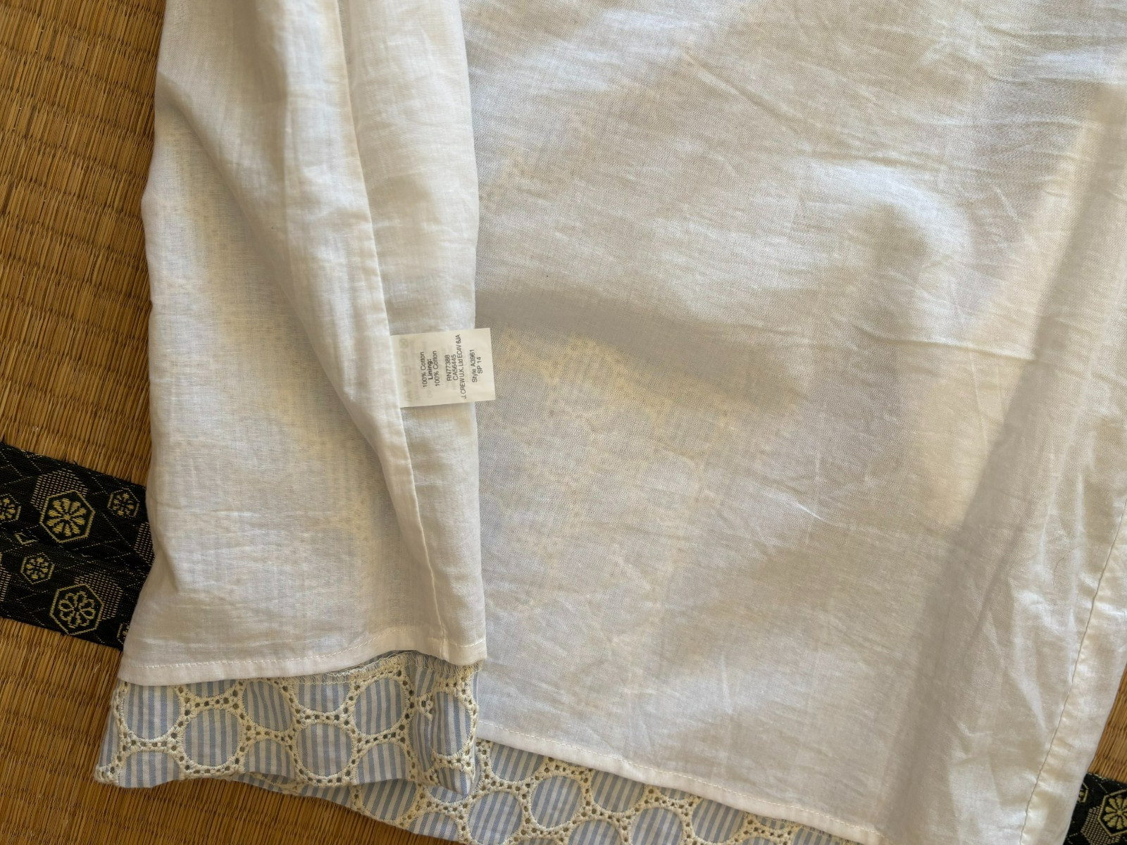 JCrew Blue White Seersucker Eyelet Shift Lined Side Pocket Dress New wo Tag sz 4