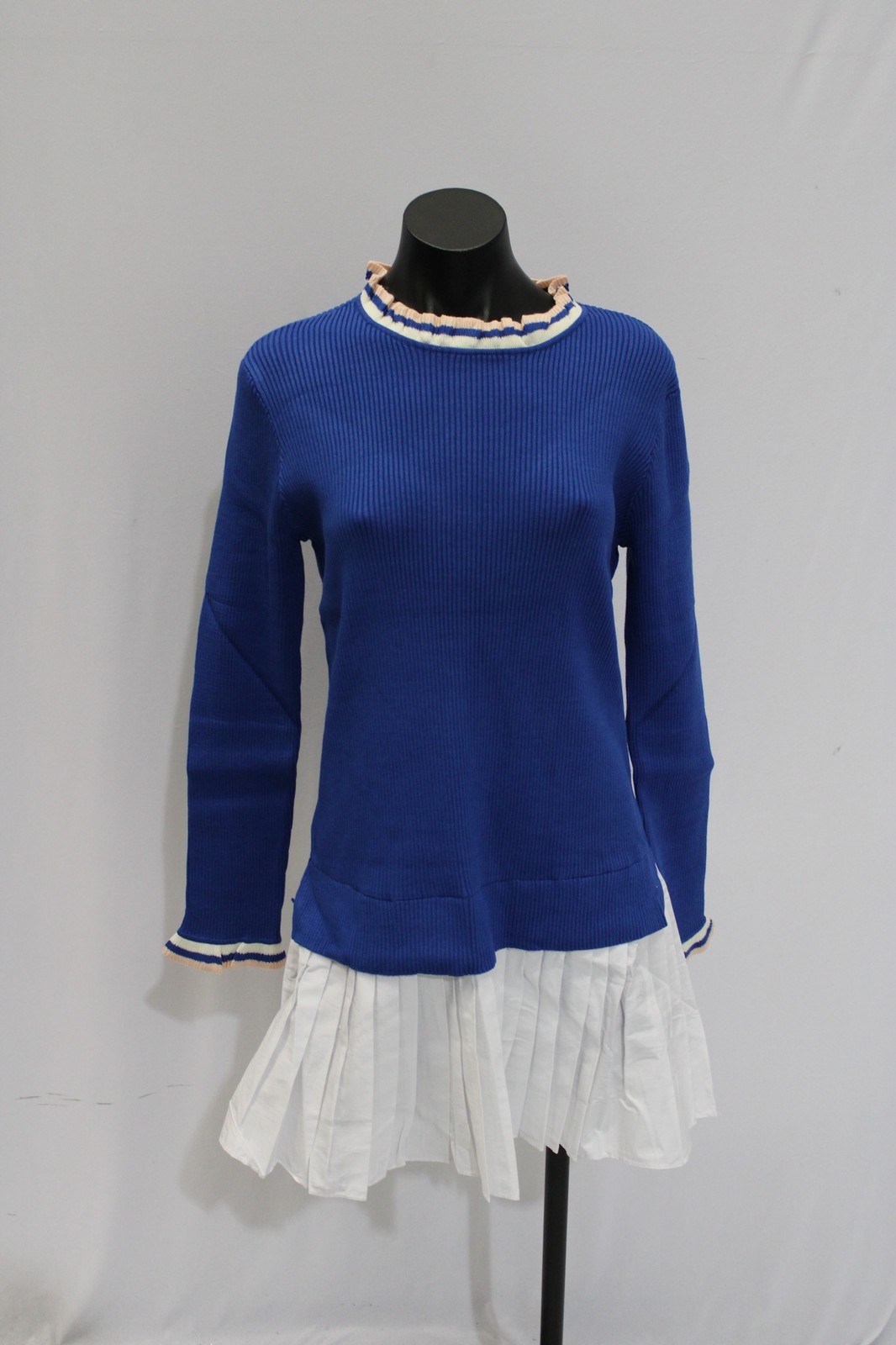English Factory Women’s Poplin Combo Knit Mini Dress NC3 Marina Blue Medium NWT
