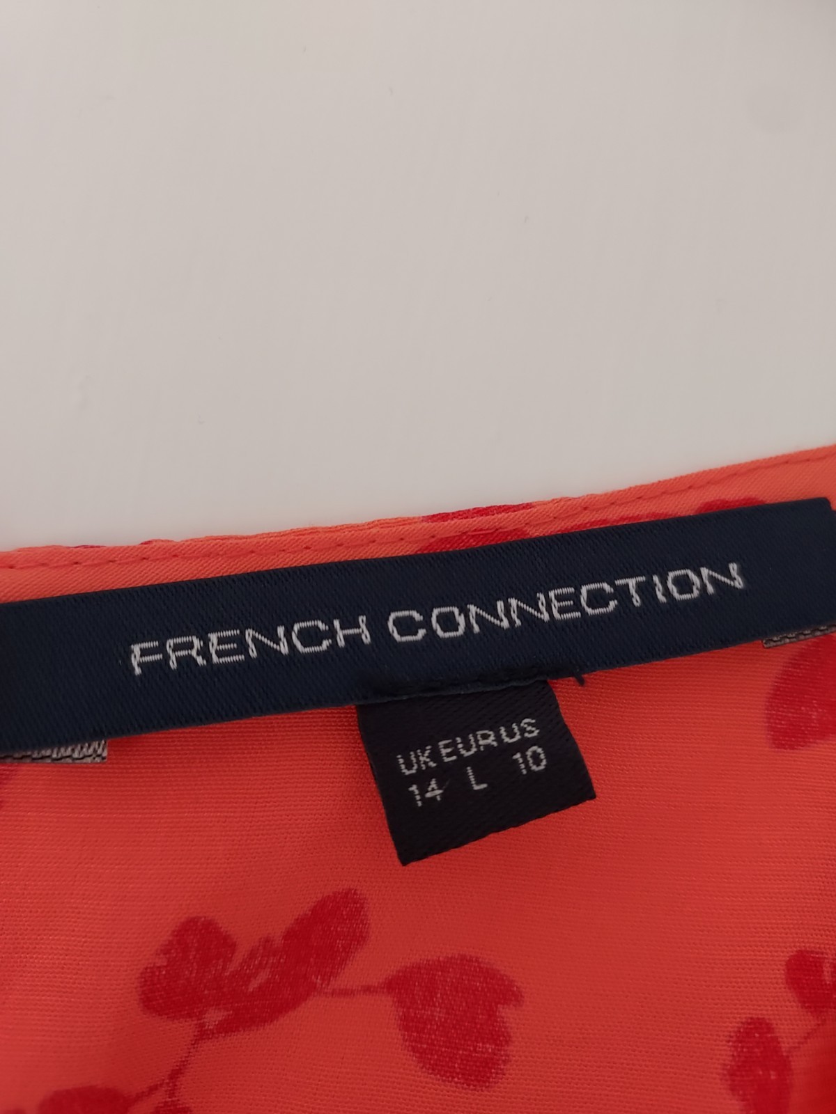 French Connection orange ditsy Flower Summer party wedding dress – Size 14