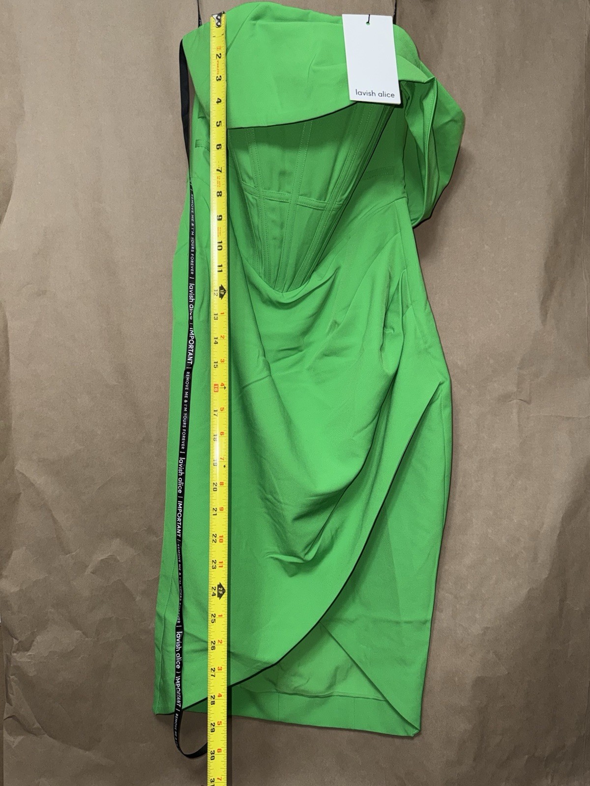 Lavish Alice Off Shoulder Drape Wrap Midi Dress Green US 6