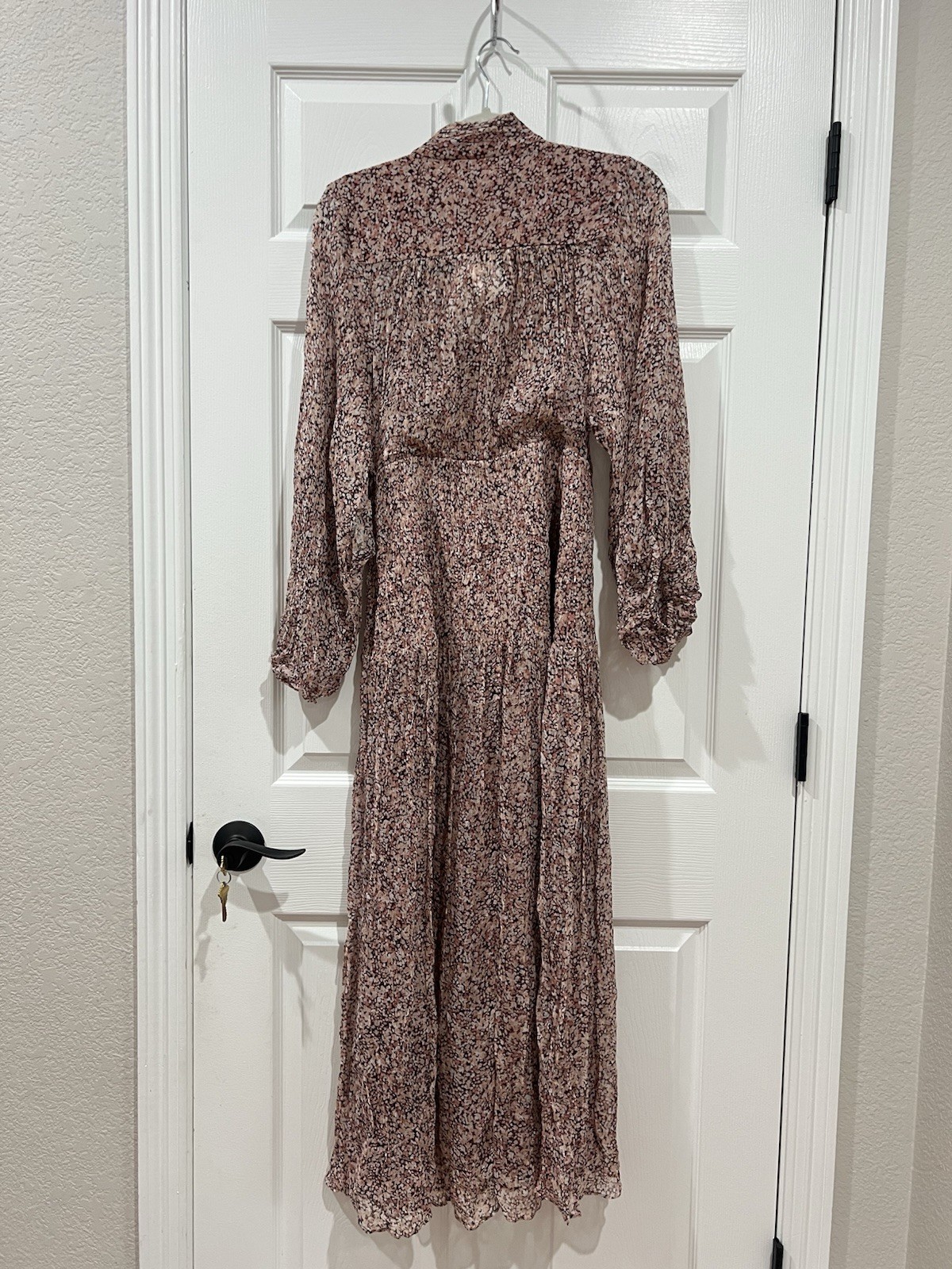Shona Joy Sofia Button Up Ruched Midi Dress Floral Rouge Multi Size US 2