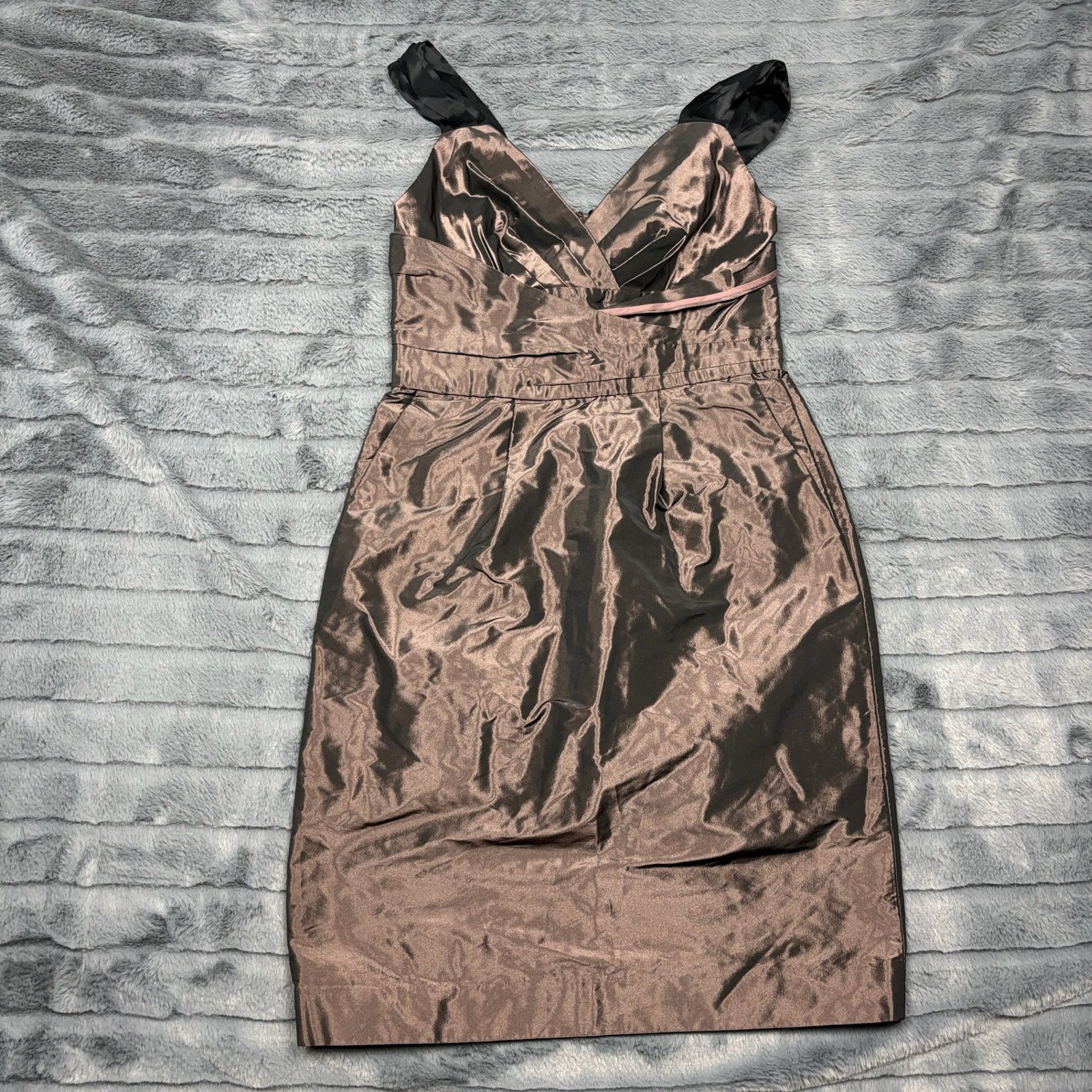 Banana Republic Womens Bronze Metallic Silk Trim Cocktail Sheath Dress 0P 9016