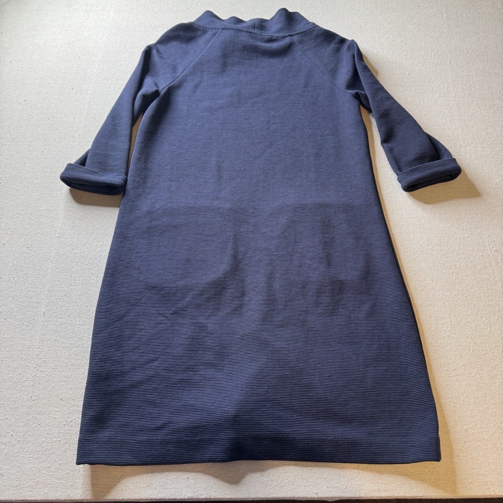Boden Ellen Ottoman Ribbed Front Mock Neck Pockets Blue Shift Sheath Dress 6R
