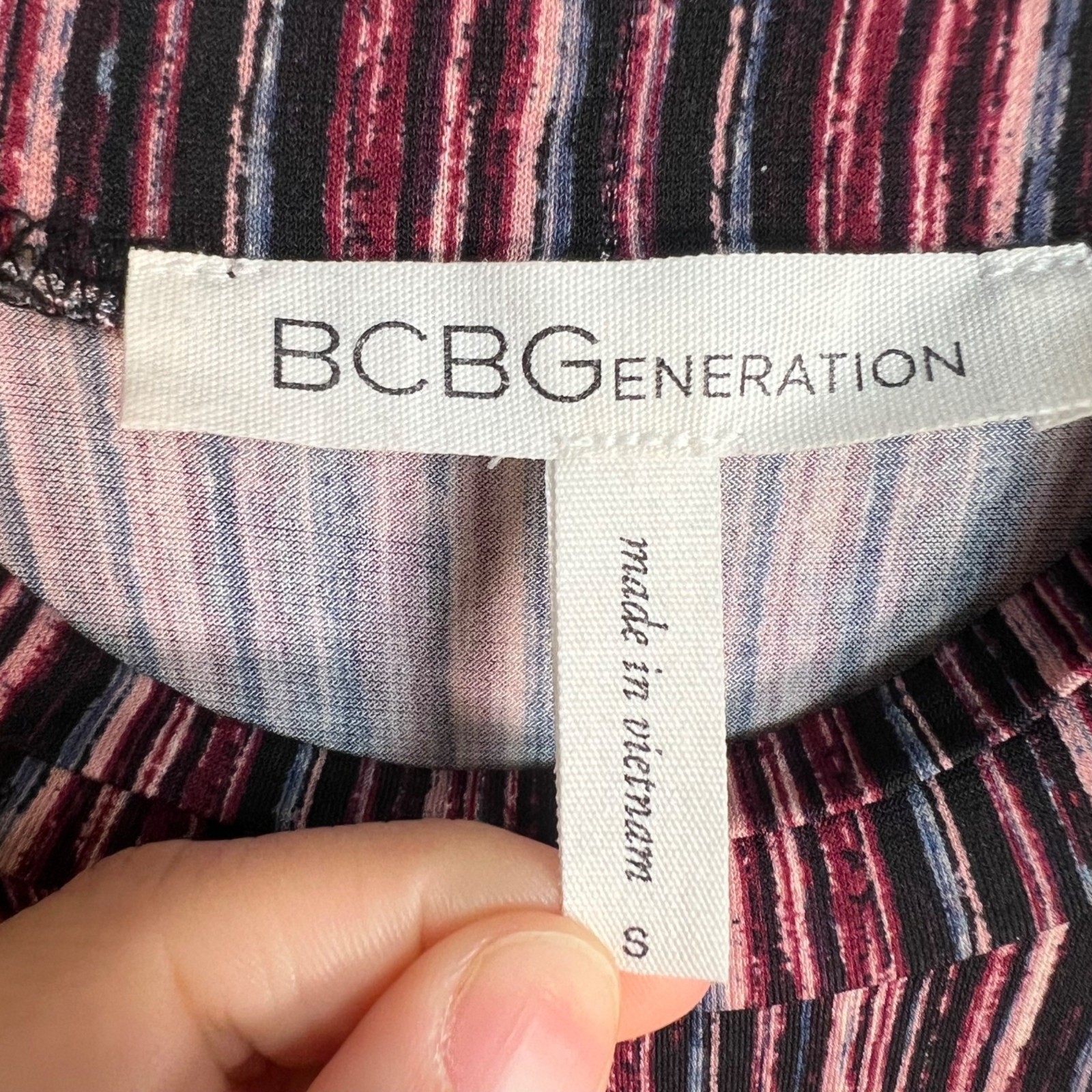 BCBGGeneration Womens Size Small Striped Short-Sleeve A-Line Dress