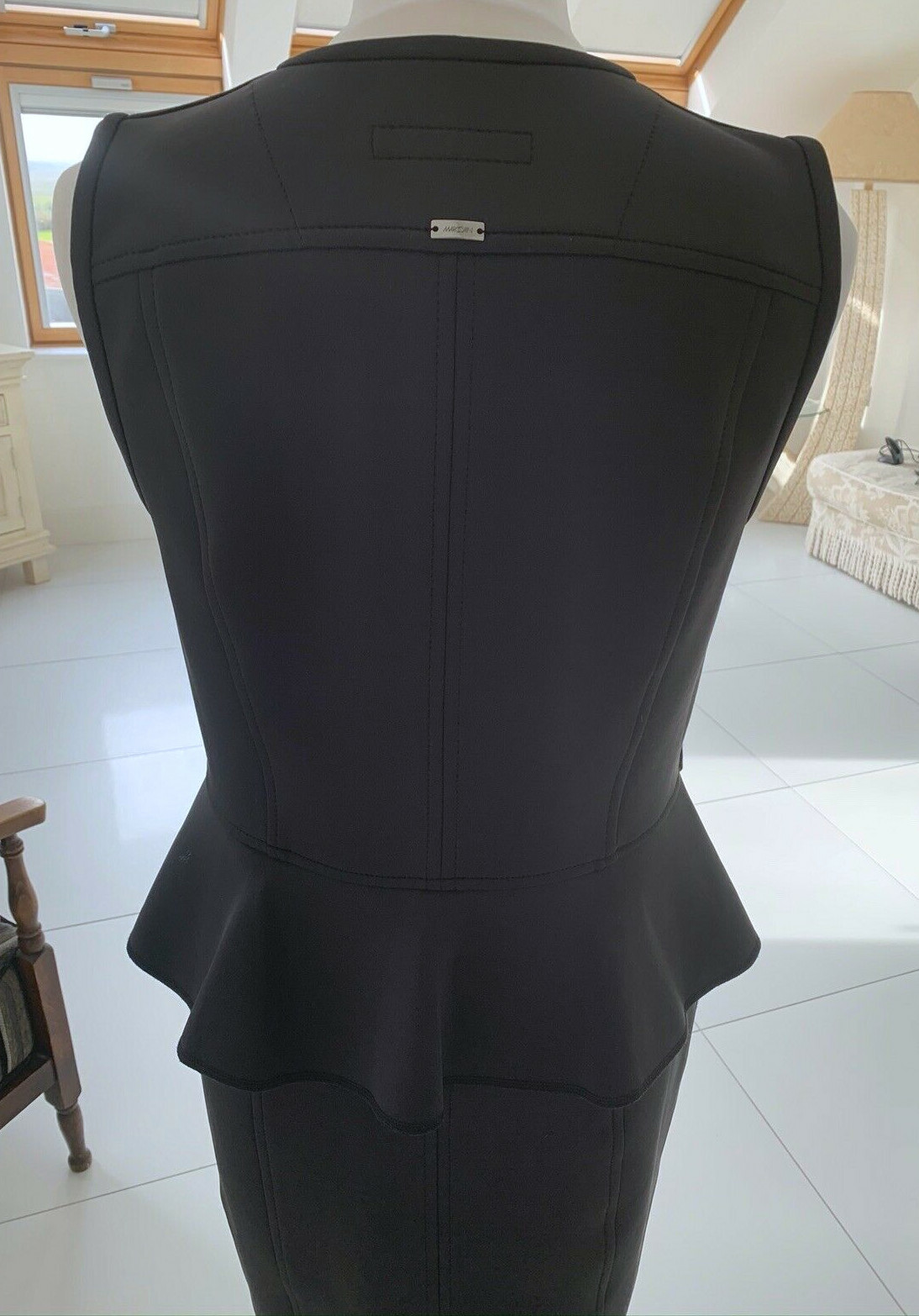 Dress black N4 Marc Cain 40 flounce softshell scuba jersey white eye-catcher