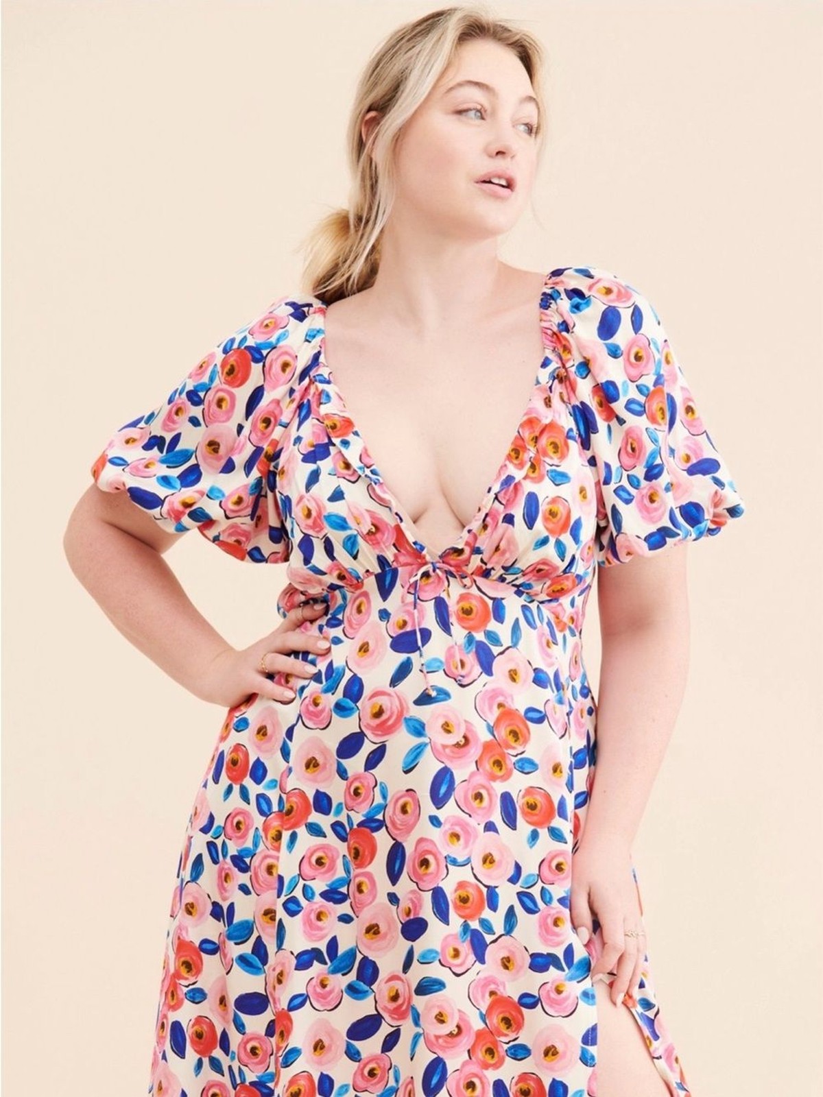 For Love & Lemons Floral Dress- Size 2X- Pink Blue & White- Plus Size Maxi Dress