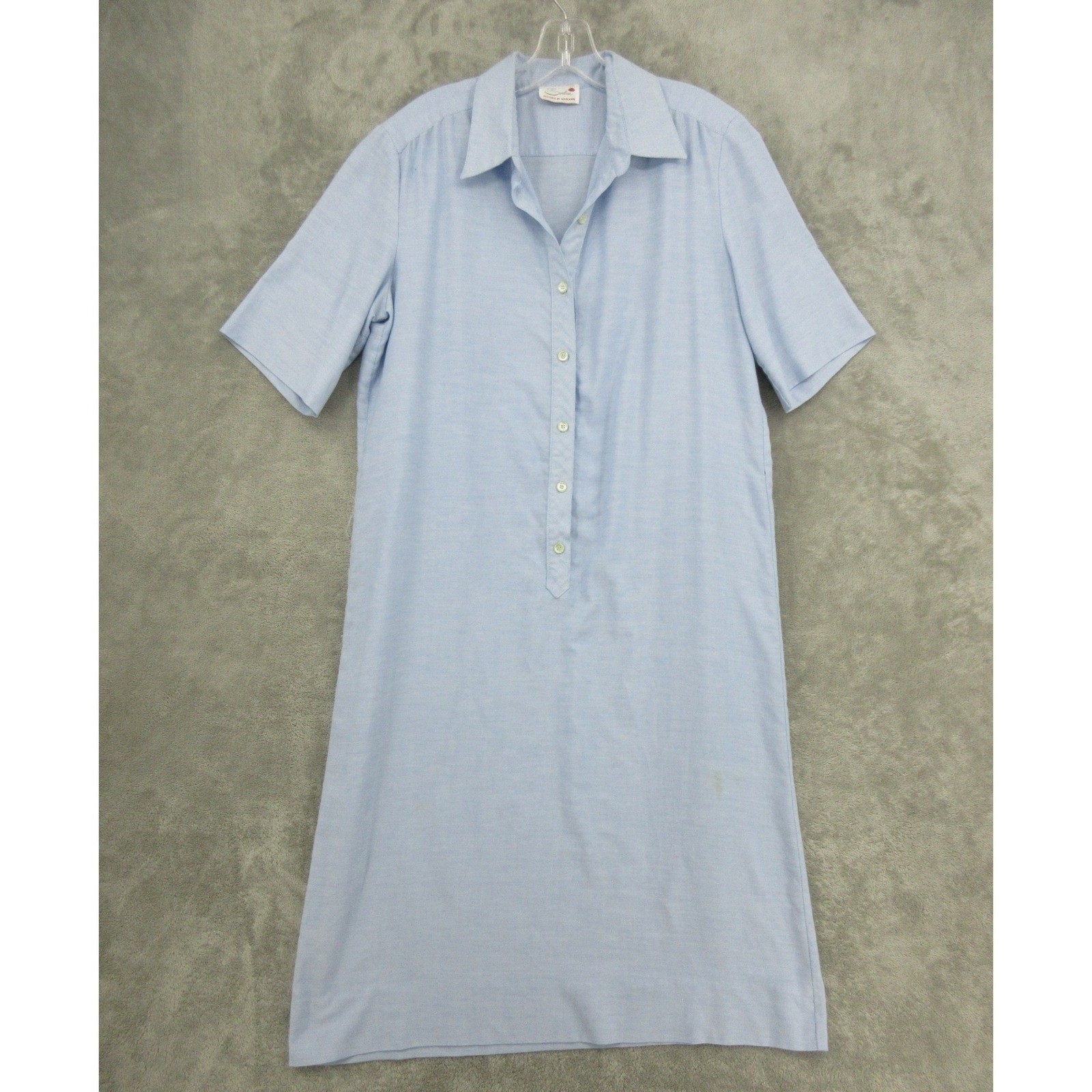 True Vintage Serbin Dress Womens XL 70s Modest Shirtdress Button Collared Boxy