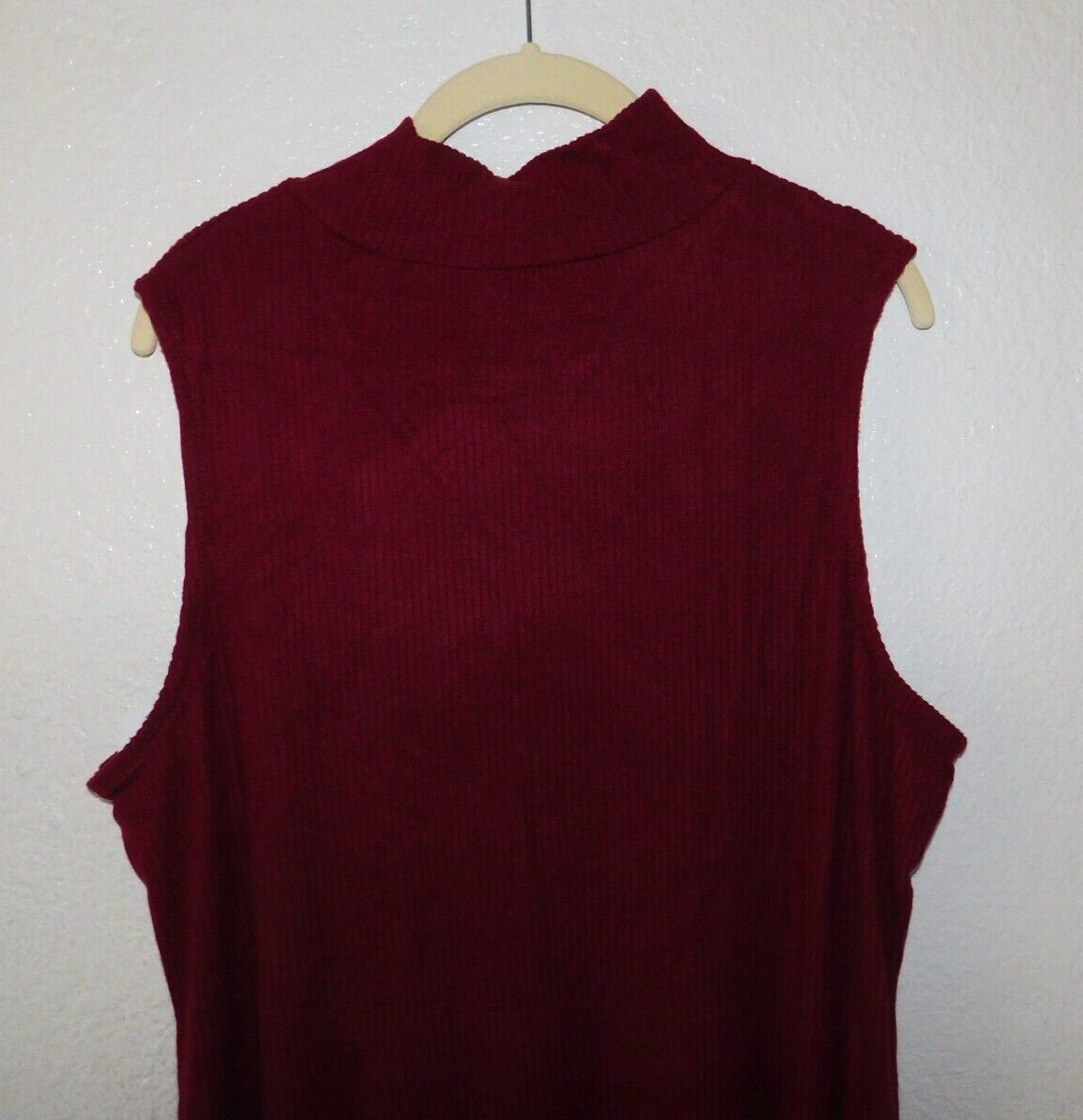 Sleeveless Dress XL 16 18 Maroon Basic Casual High Neck Knee Length Stretch SOFT