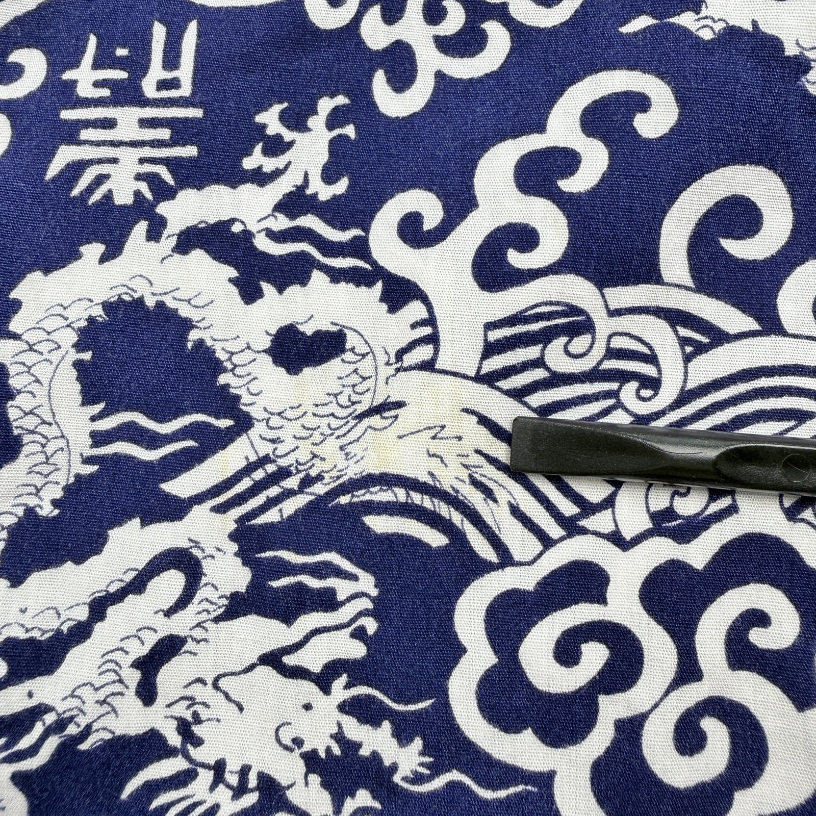 Vintage Chinese Style Maxi Dress Blue Dragon Print High Neck Asian Handmade