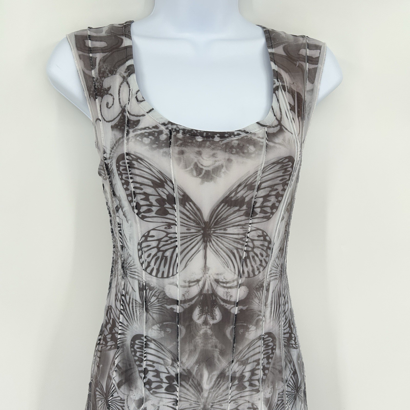 Fairy Grunge Butterfly Tattoo Print Midi Dress Womens L Indie Unique Whimsigoth