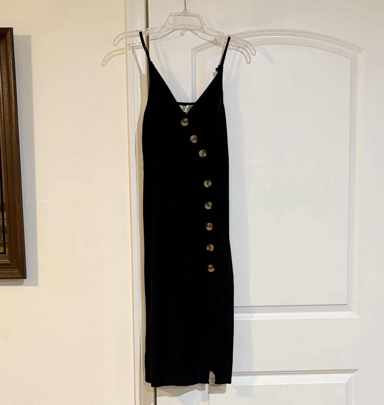 No Comment NY LA Black Button-Down Wrap Midi Dress Size XS